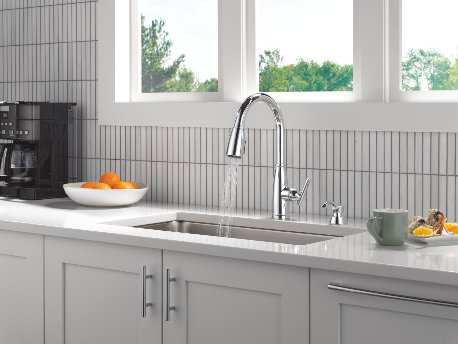 Single Handle Pull-Down Kitchen Faucet with Soap Dispenser and ShieldSpray&reg; Technology
