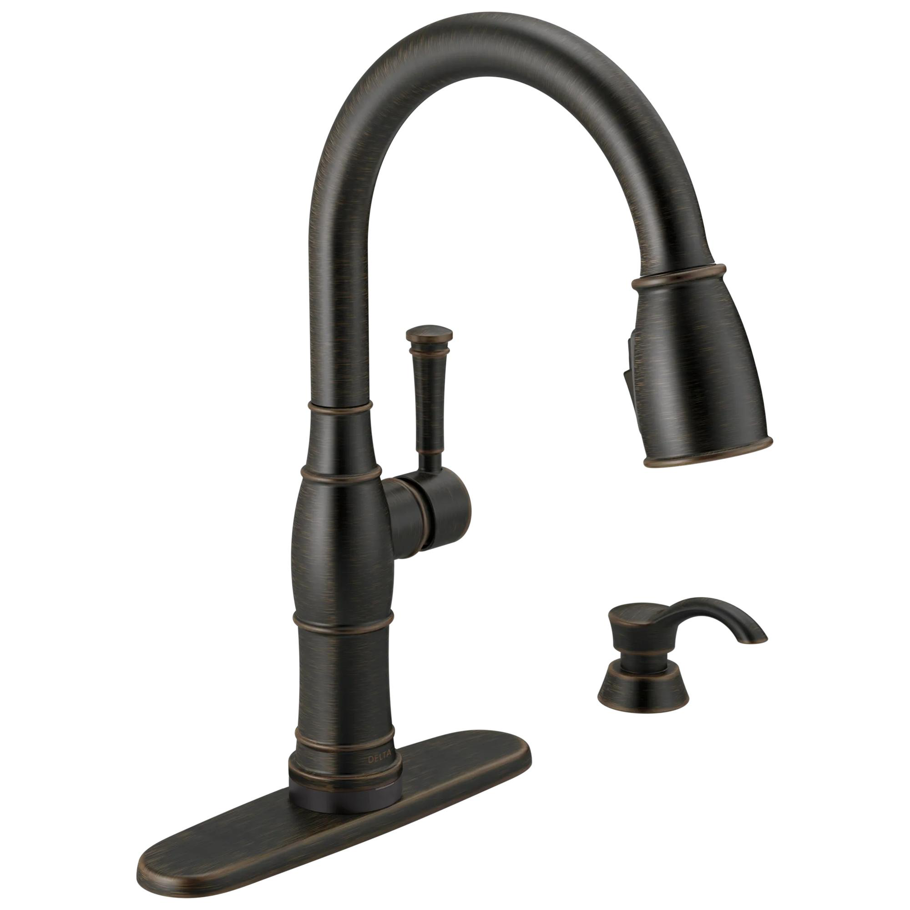 Single Handle Pull-Down Kitchen Faucet with Touch2O Technology and Soap Dispenser