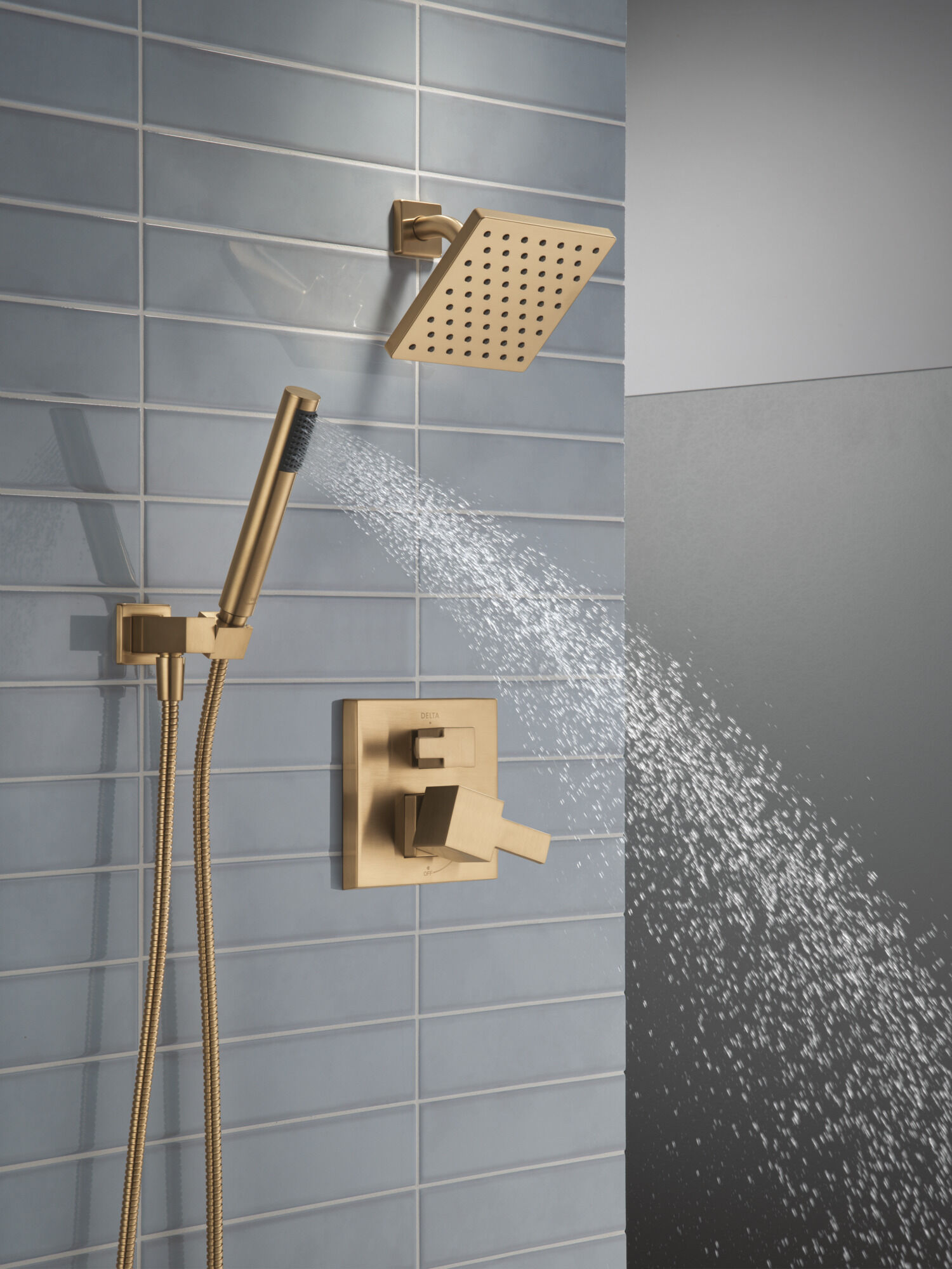 14S Shower Trim w Fixed Head & Hand Shower in Champagne Bronze