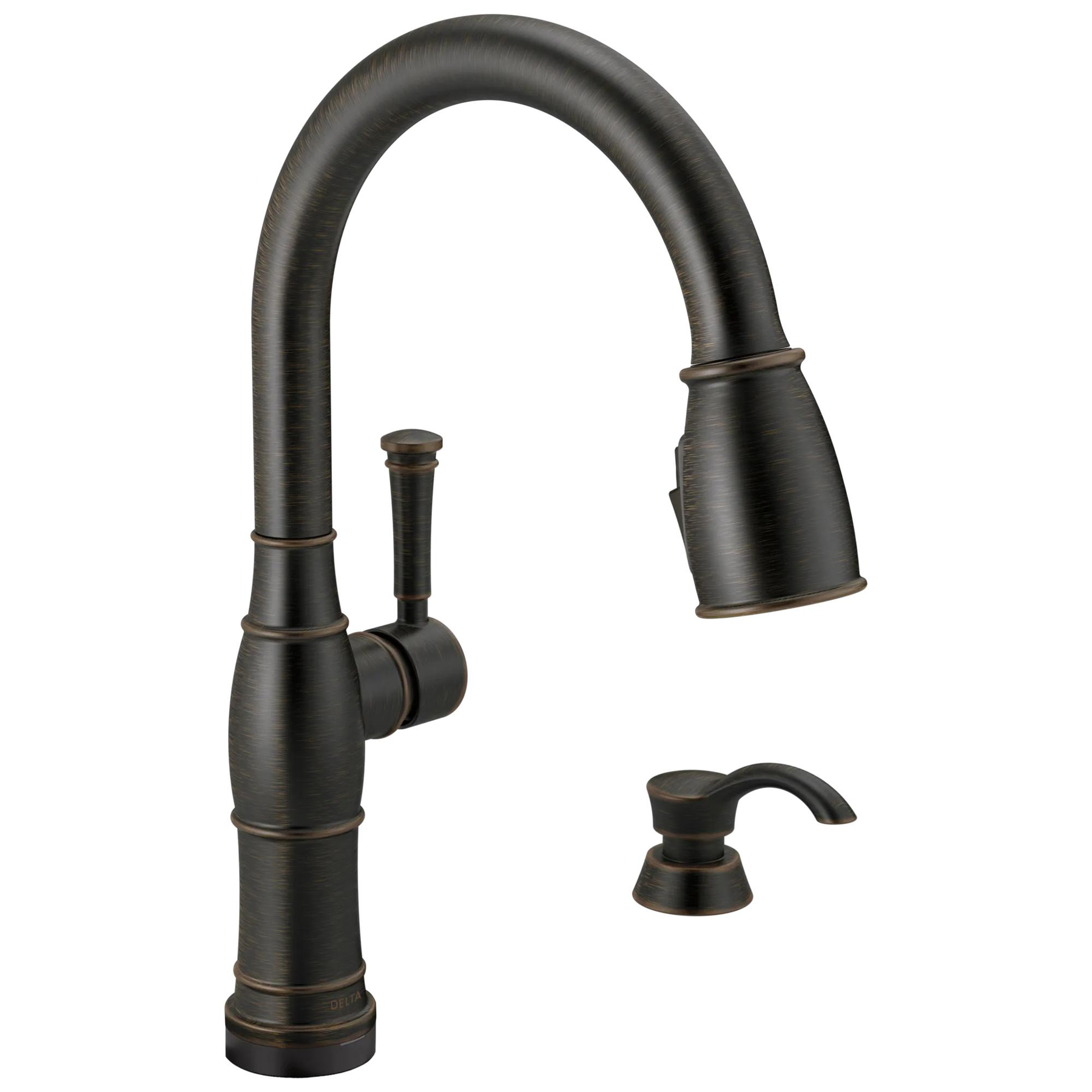Single Handle Pull-Down Kitchen Faucet with Touch2O Technology and Soap Dispenser