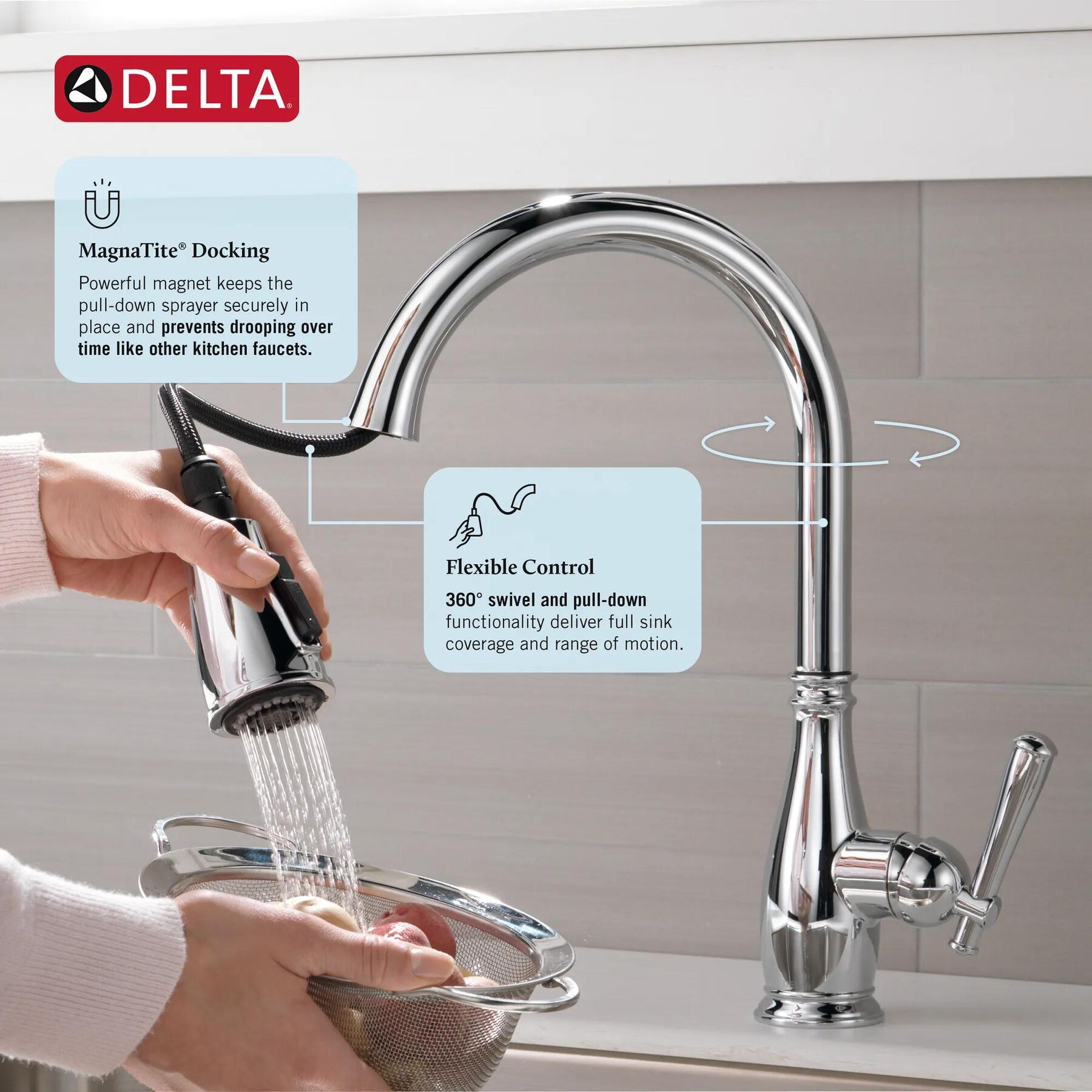 Single Handle Pull-Down Kitchen Faucet with Soap Dispenser and ShieldSpray&reg; Technology
