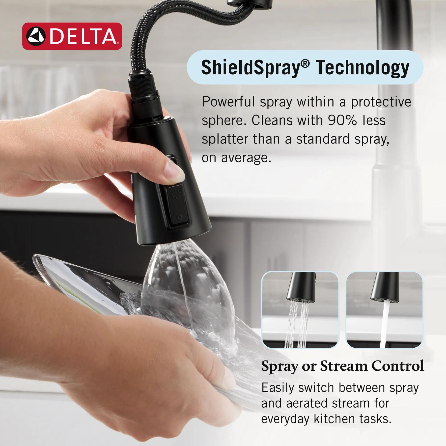 Single Handle Pull-Down Kitchen Faucet with Soap Dispenser and ShieldSpray&reg; Technology