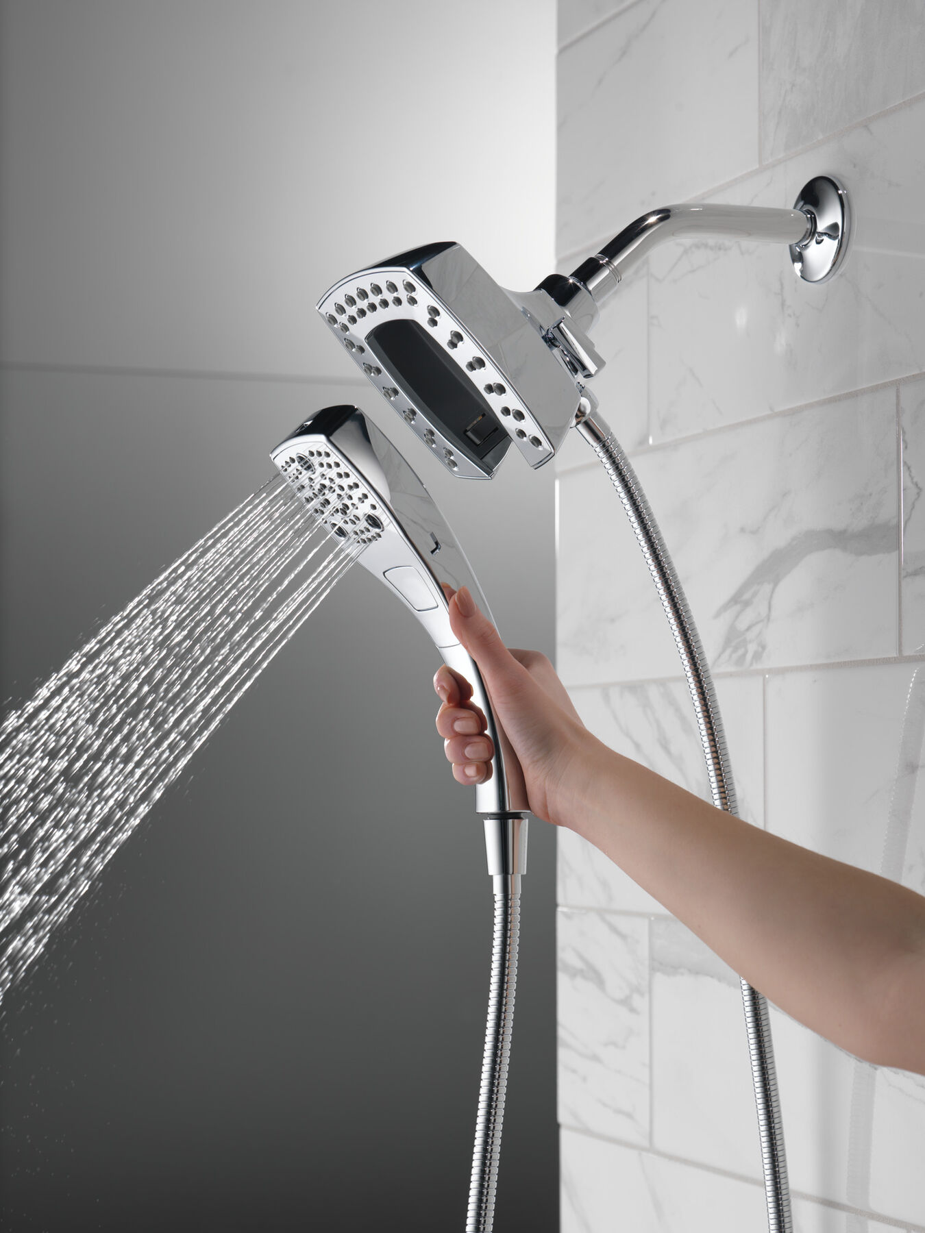 H<sub>2</sub>Okinetic&reg; In2ition&reg; 5-Setting Two-in-One Shower