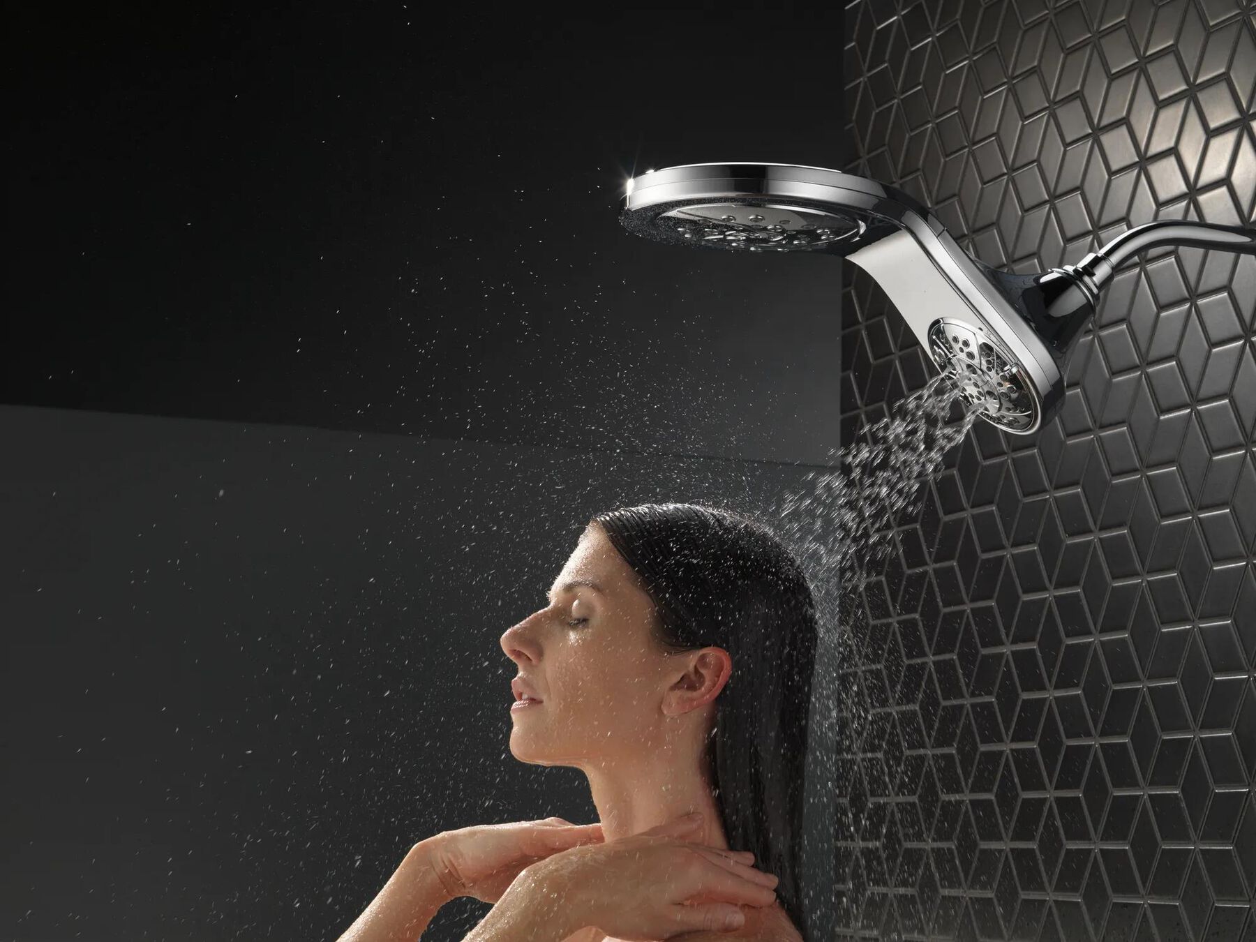 HydroRain&reg; H<sub>2</sub>Okinetic&reg; 5-Setting Two-in-One Shower Head