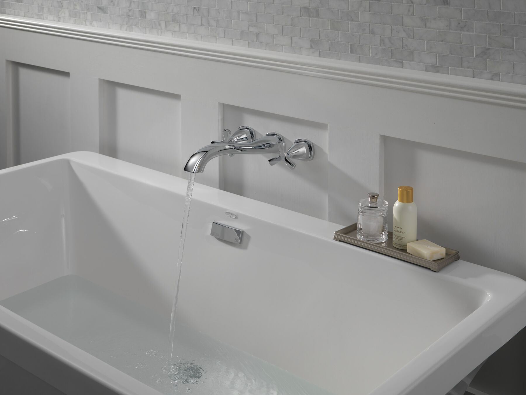 Wall Mount Tub Filler Faucet Trim 2O (Recertified)