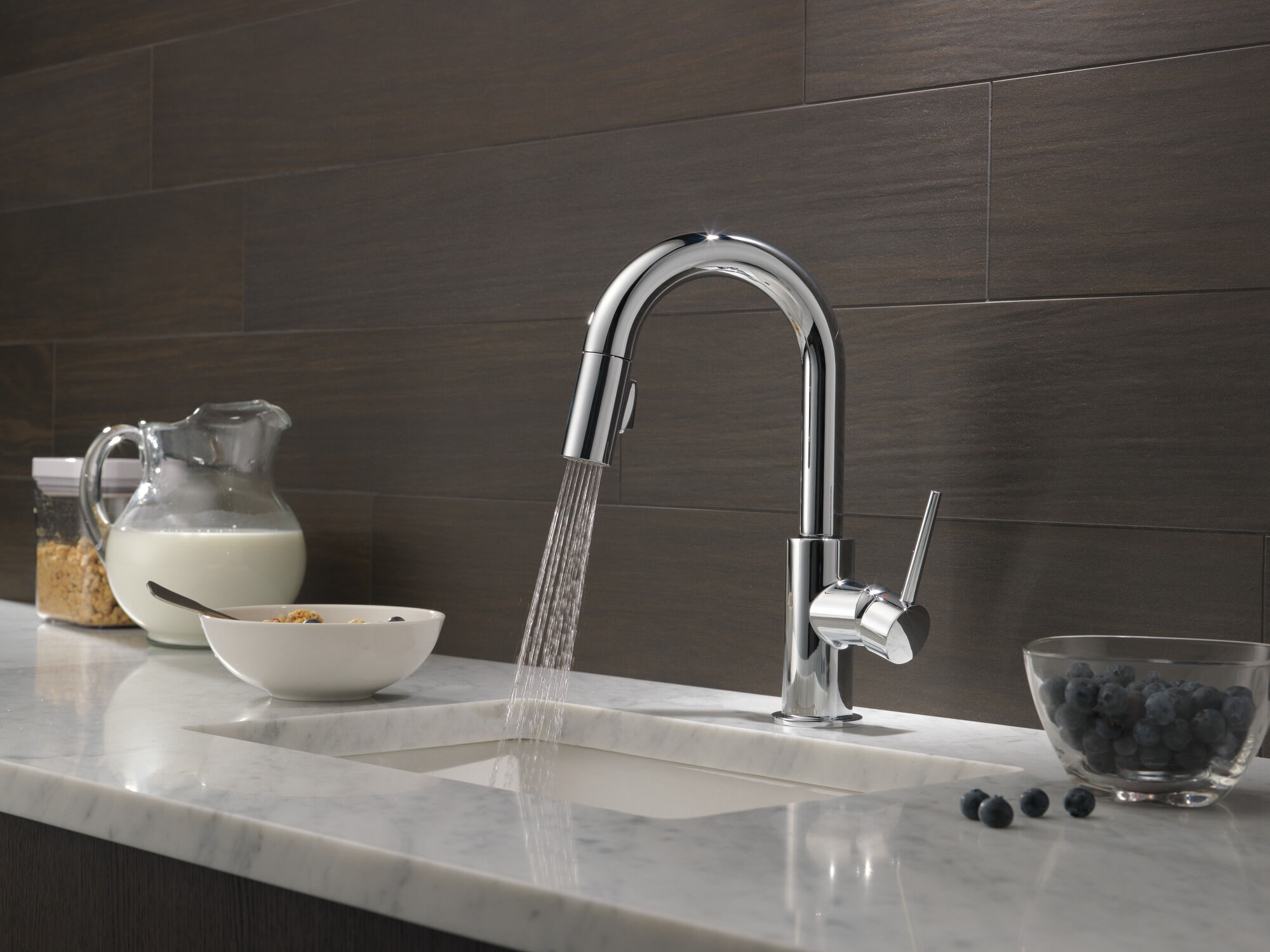 Single Handle Pull-Down Bar/Prep Kitchen Limited Swivel in Chrome
