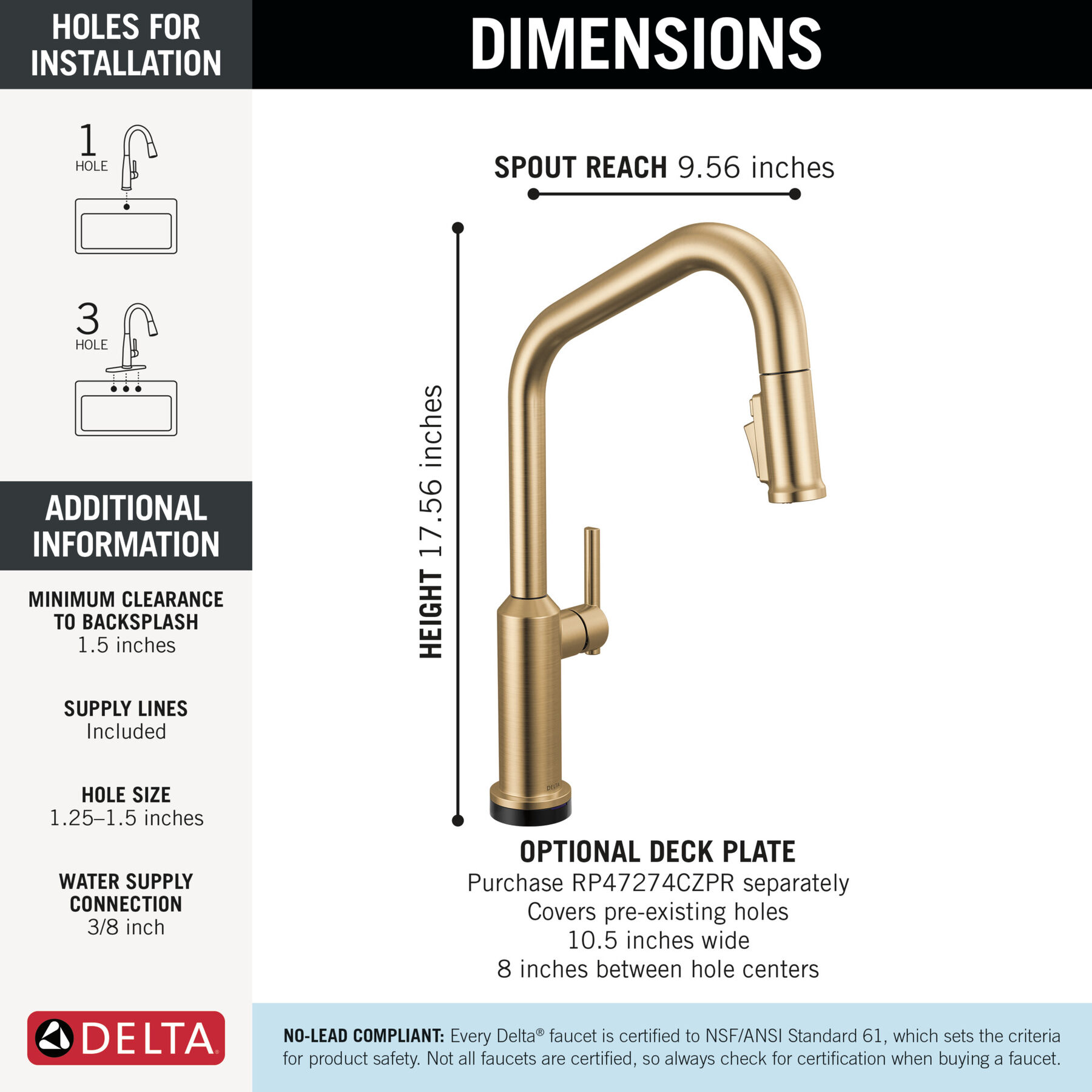 Touch2O&reg; Technology Kitchen Faucet with Touchless Technology