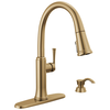 Single Handle Pull-Down Kitchen Faucet with Soap Dispenser and ShieldSpray Technology