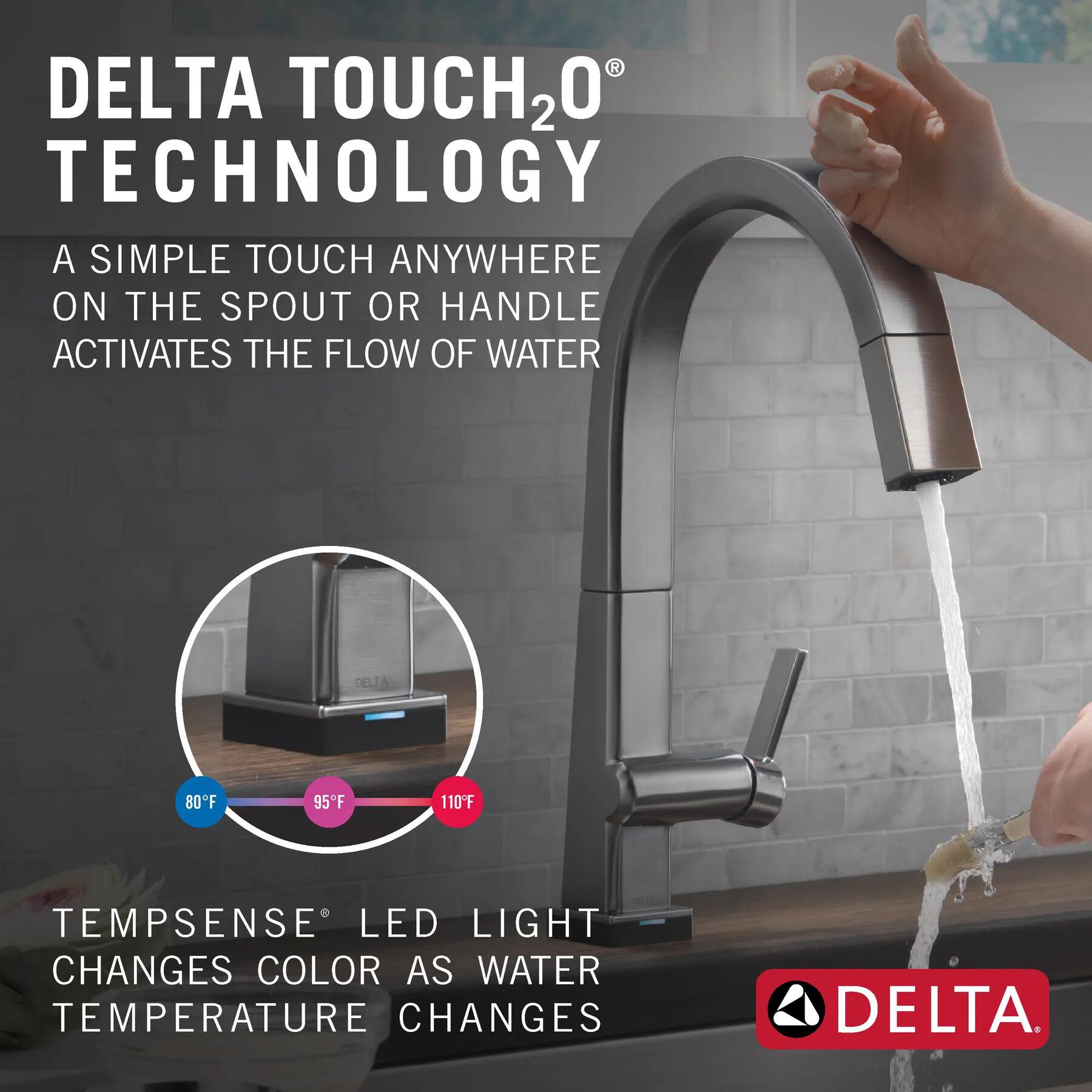 Single Handle Pull-Down Kitchen Faucet with Touch<sub>2</sub>O&reg; Technology Technology