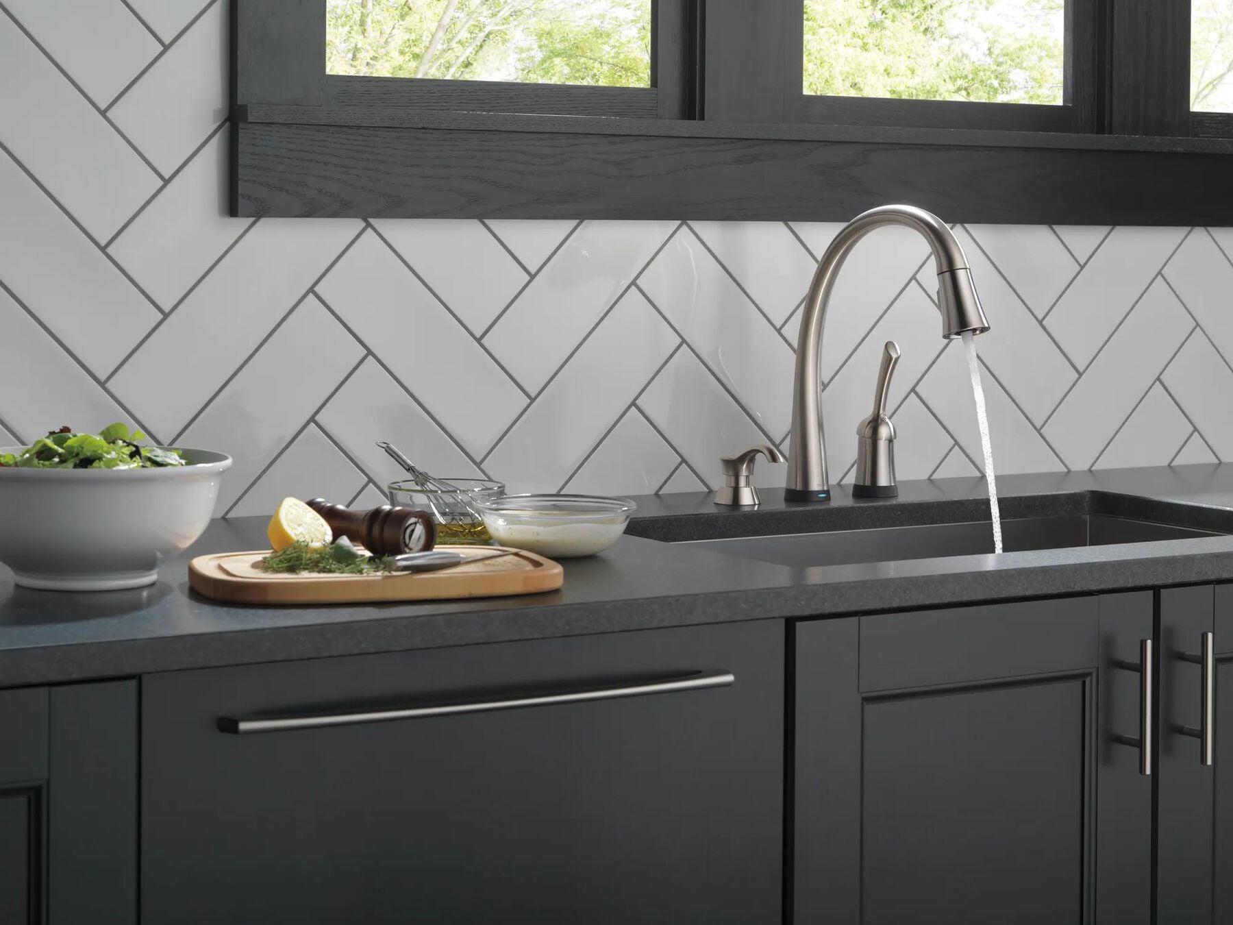 Single Handle Pull-Down Kitchen Faucet with Touch2O&reg; Technology and Soap Dispenser