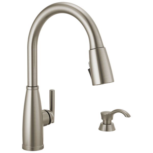 Single Handle Pull-Down Kitchen Faucet with Soap Dispenser and