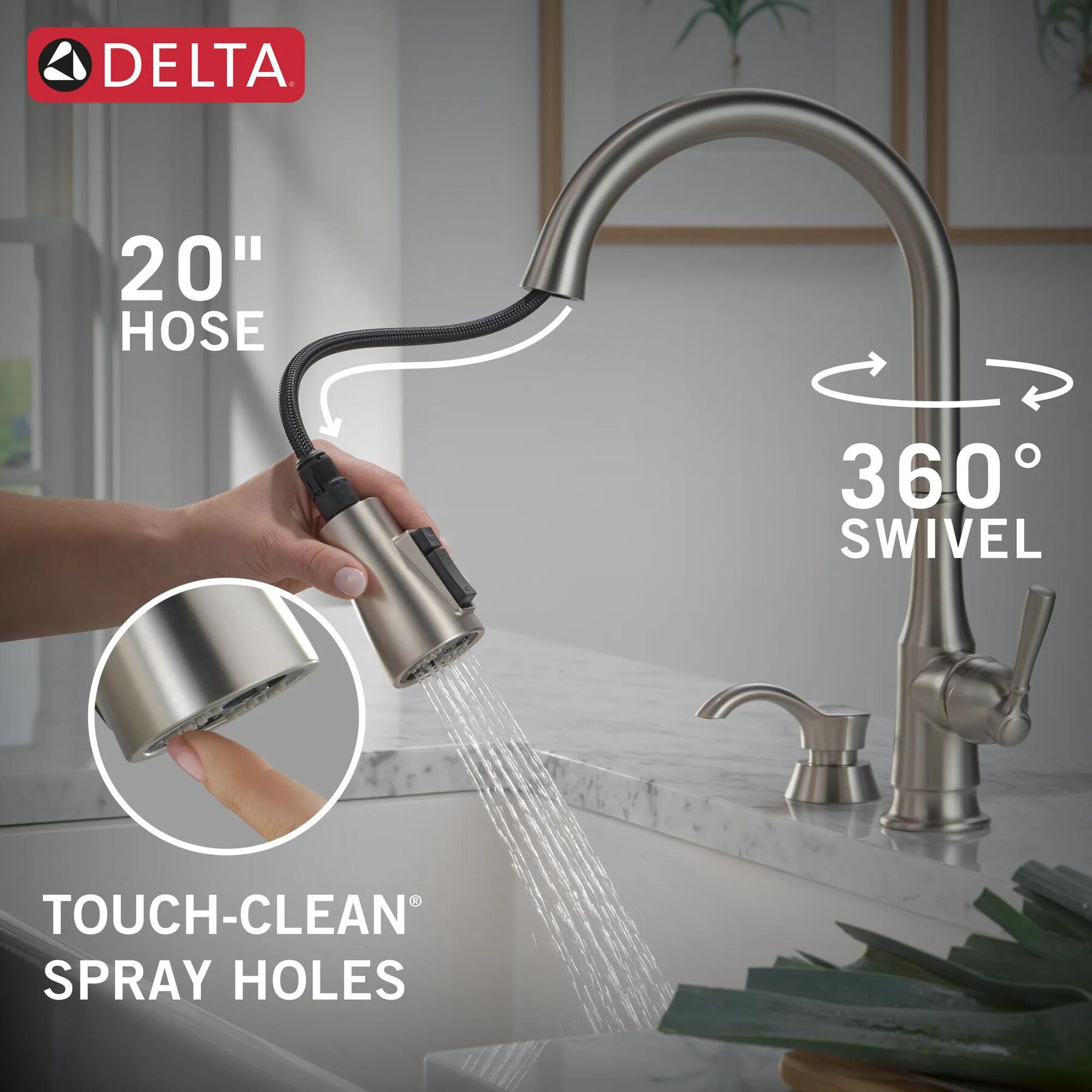 Single Handle Pull-Down Kitchen Faucet with Soap Dispenser and ShieldSpray Technology