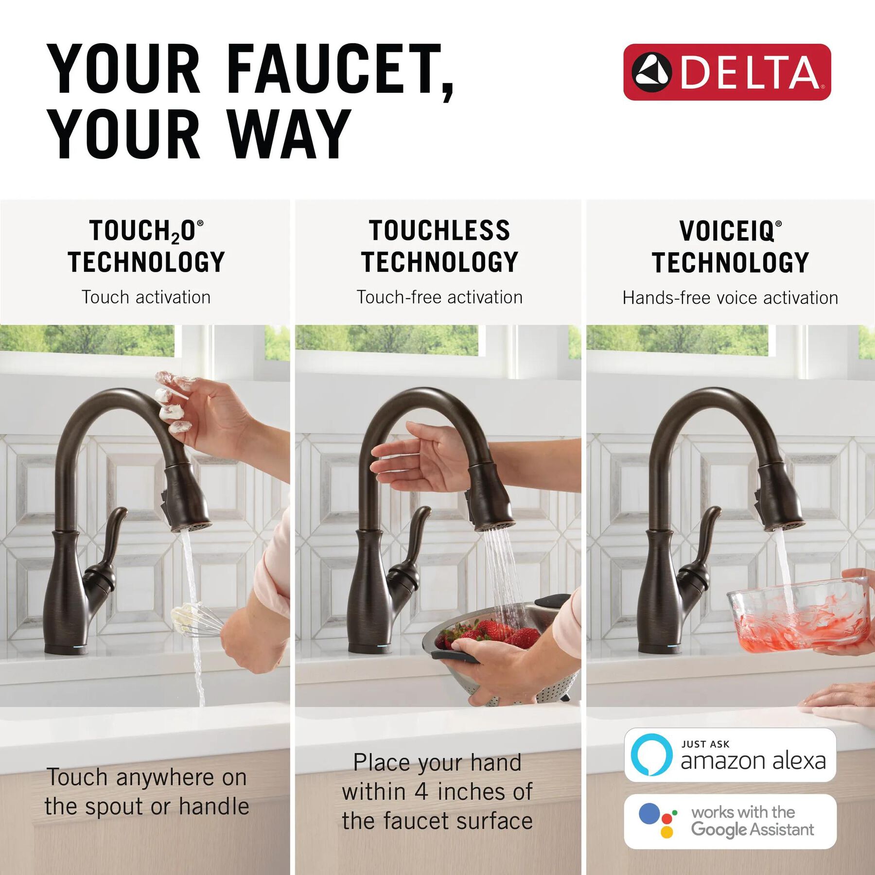 Touch2O with Touchless and VoiceIQ&reg; Technology Single Handle Pull-Down Kitchen Faucet with Soap Dispenser