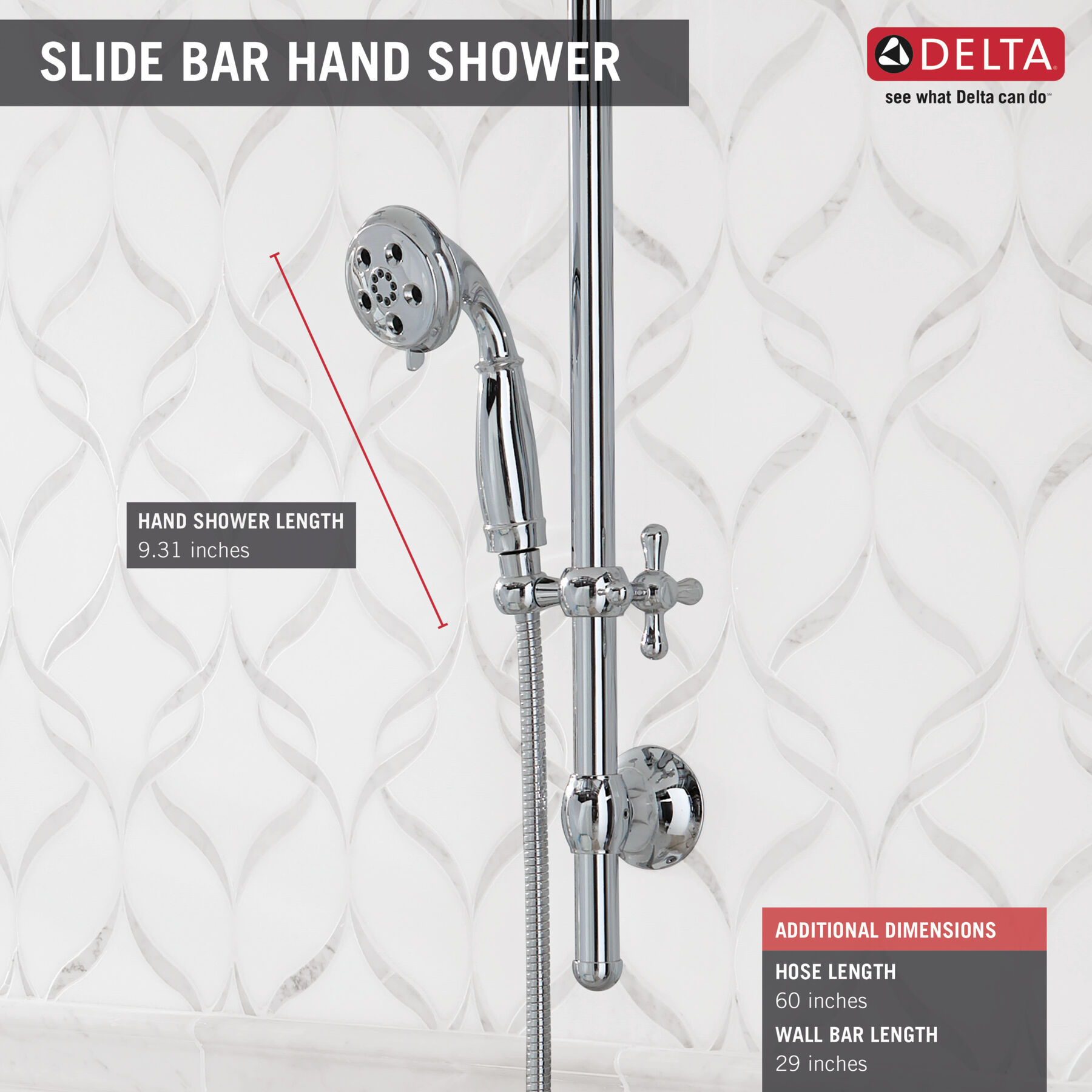 H<sub>2</sub>Okinetic&reg; 3-Setting Slide Bar Hand Shower (Recertified)