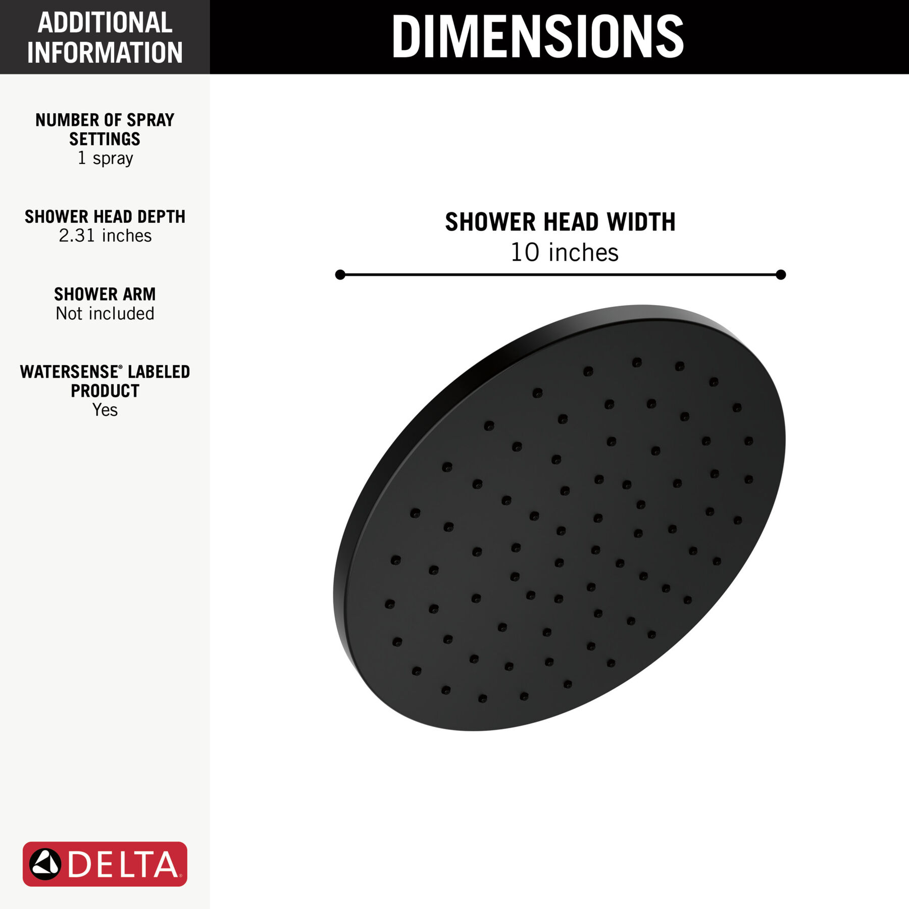 10" Single-Function Raincan Shower Head