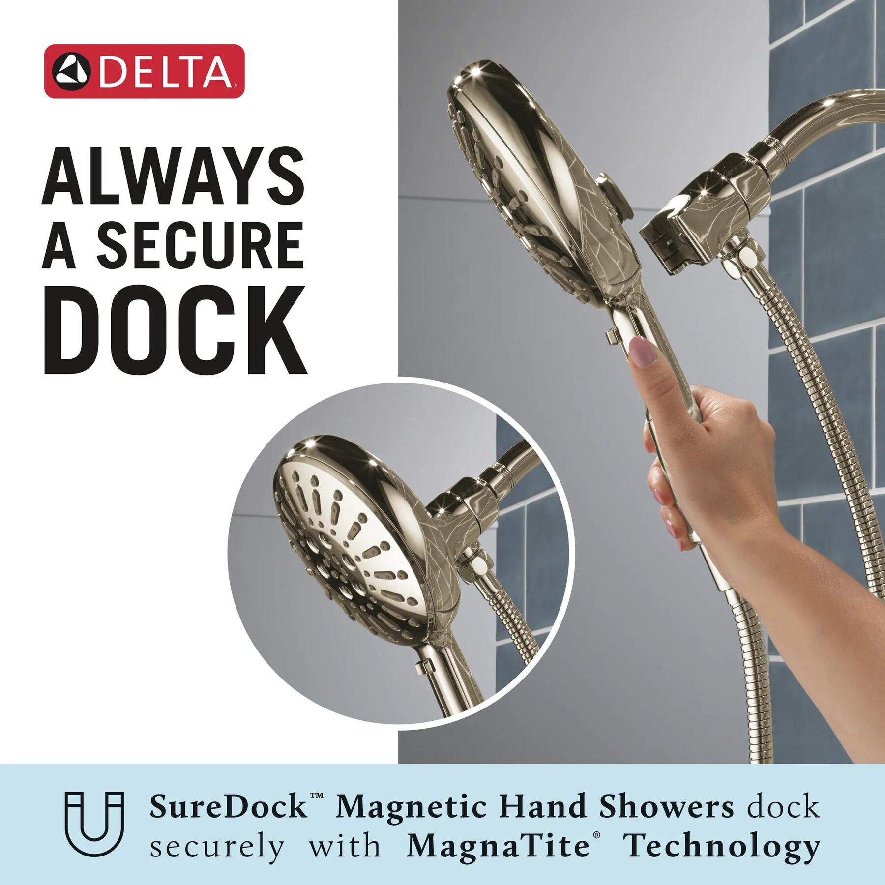 7-Setting SureDock&reg; Magnetic Hand Shower