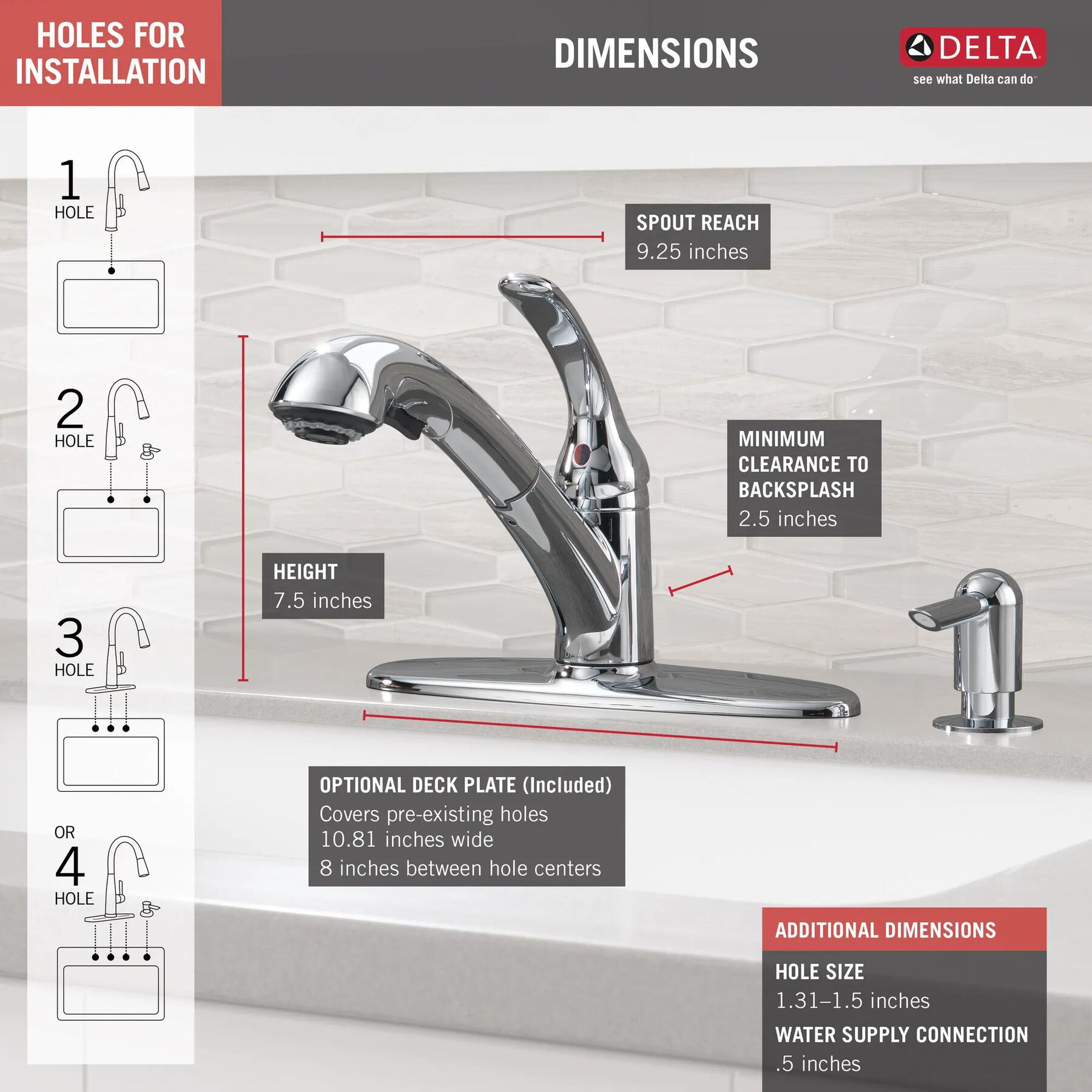 Single Handle Pull-Out Kitchen Faucet with Soap Dispenser (Recertified)