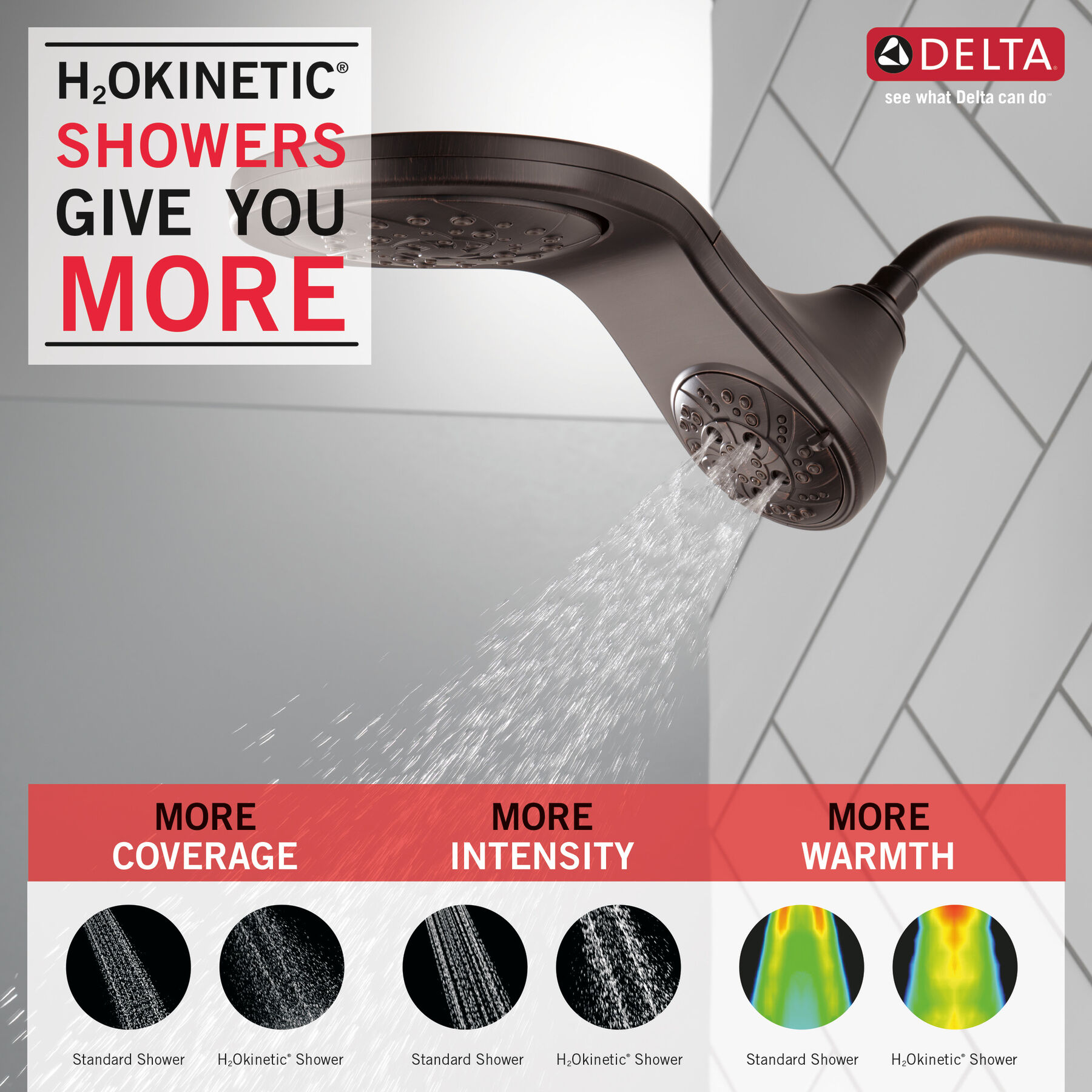 HydroRain&reg; H<sub>2</sub>Okinetic&reg; In2ition&reg; 5-Setting Two-in-One Shower