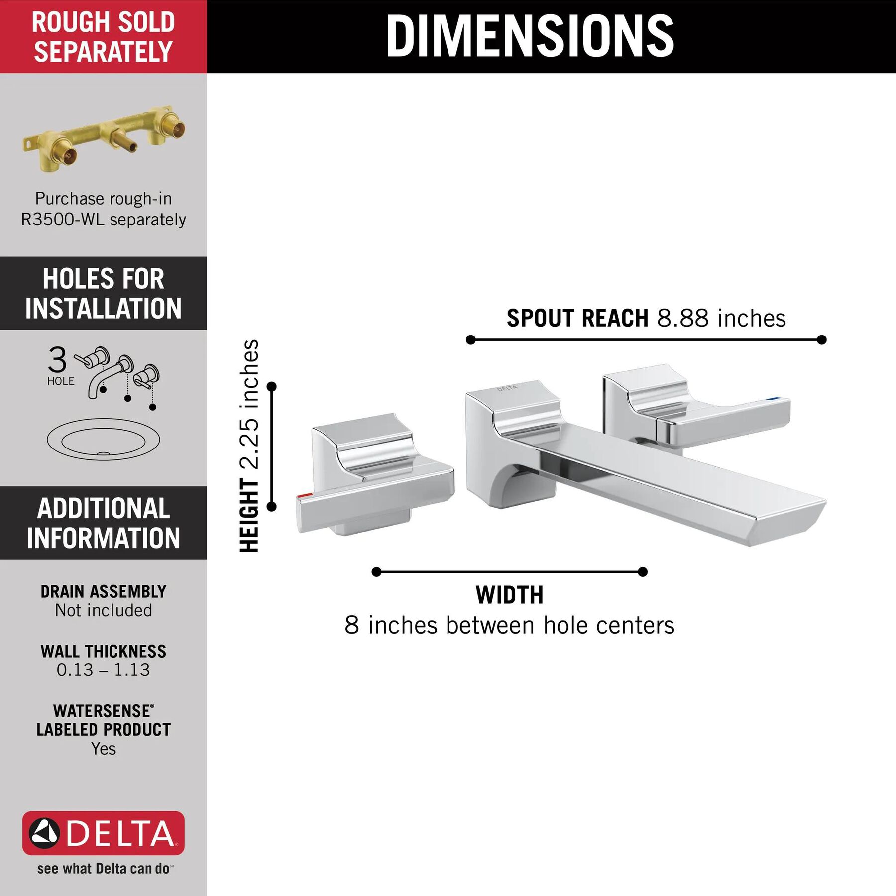 Wall-Mount Bathroom Faucet Trim (Recertified)