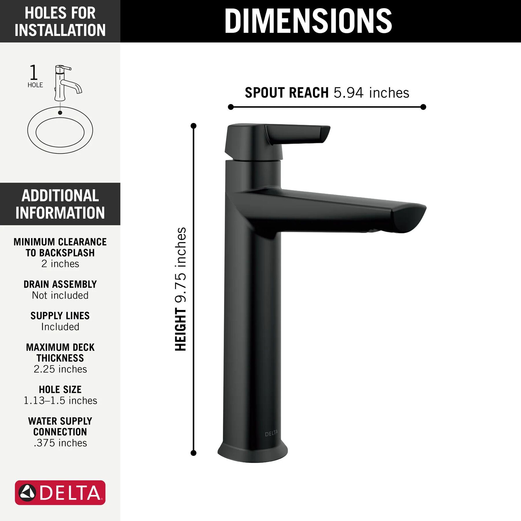 Single Handle Mid-Height Bathroom Faucet (Recertified)