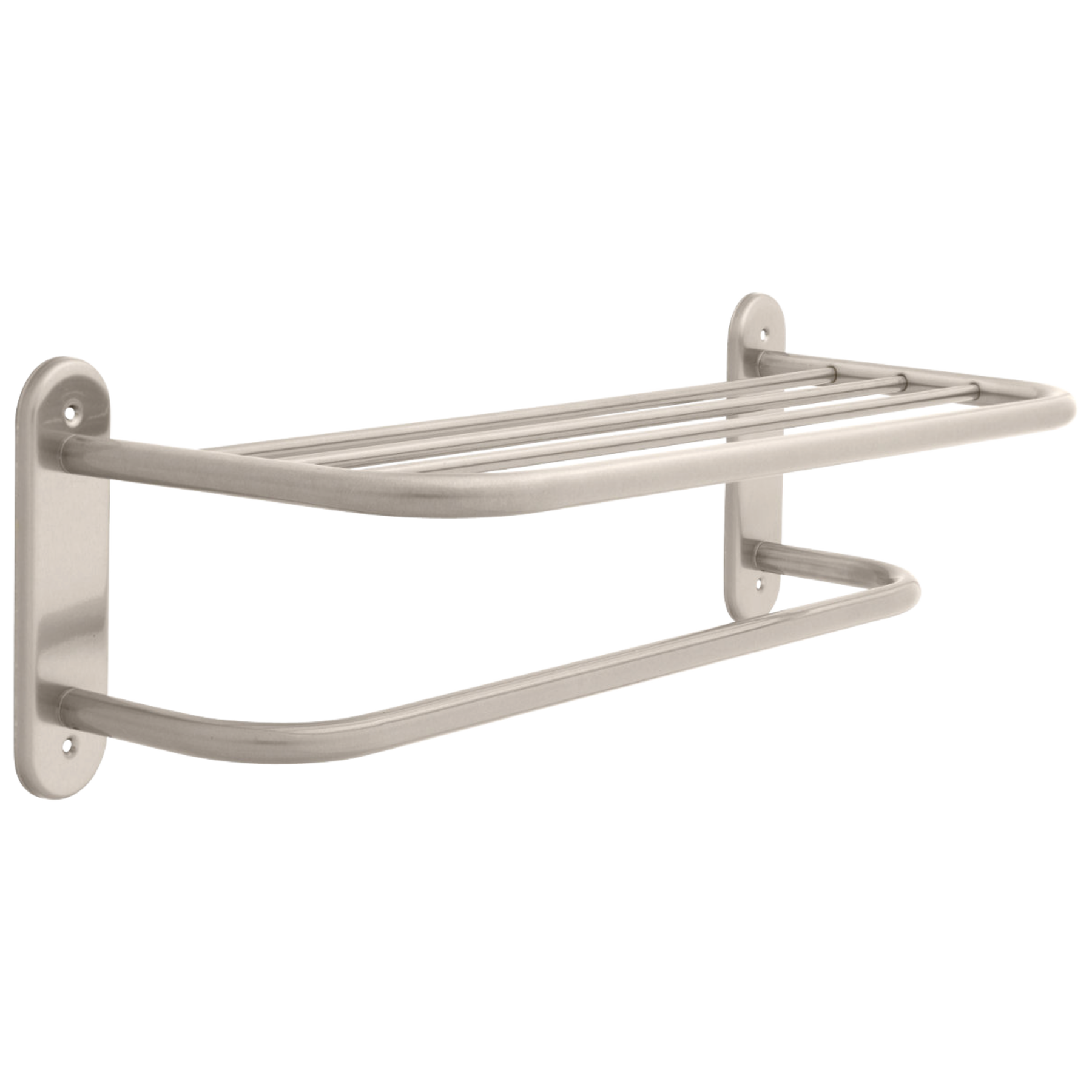 24" Stainless Steel Towel Shelf with One Bar, Exposed Mounting