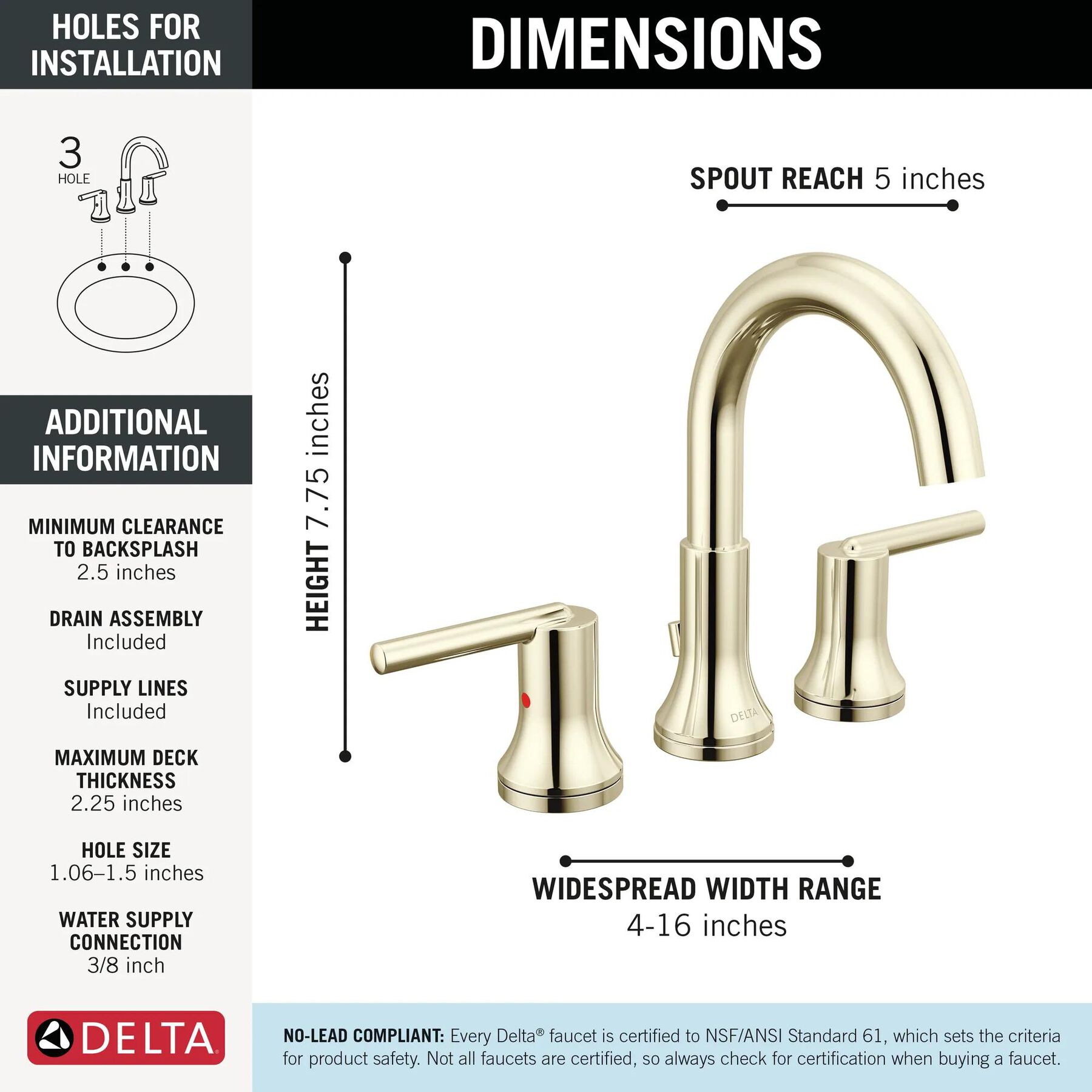 Two Handle Widespread Bathroom Faucet (Recertified)