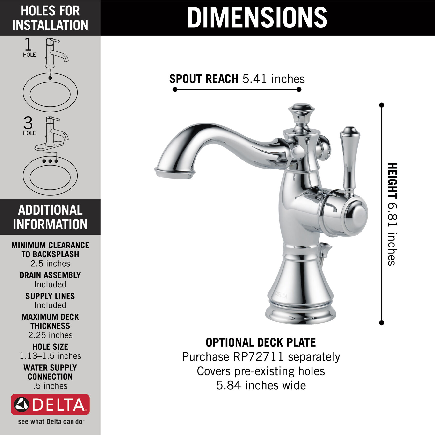 Single Handle Bathroom Faucet (Recertified)