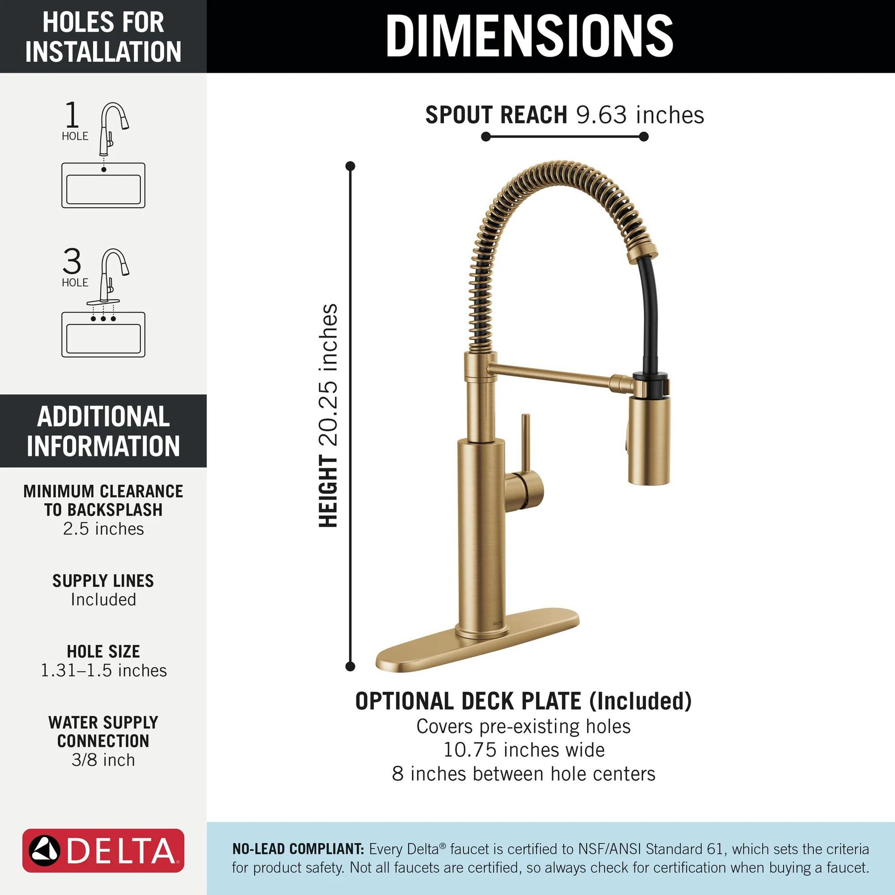 Single-Handle Pull-Down Spring Kitchen Faucet (Recertified)