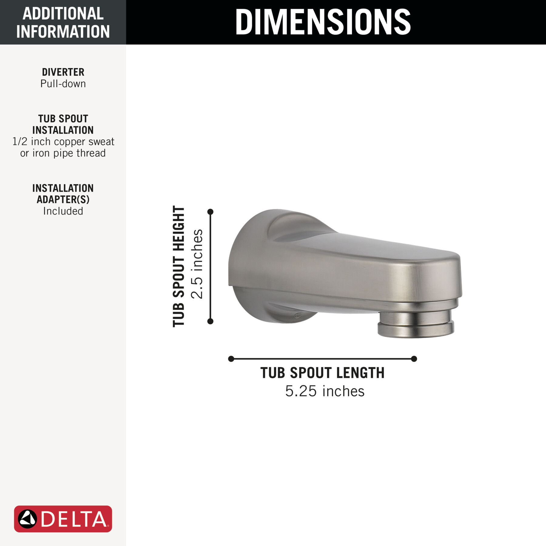 Tub Spout - Pull-Down Diverter