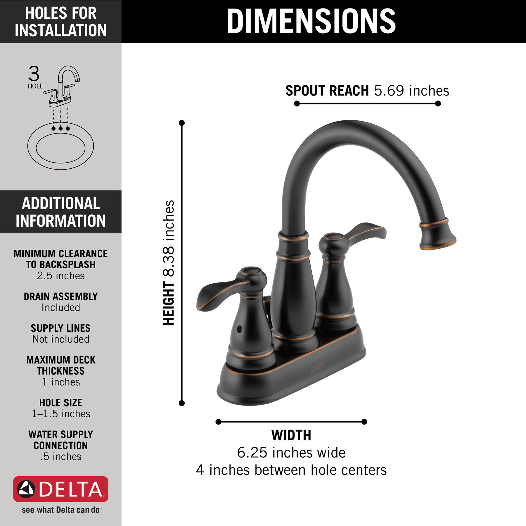 Two Handle Centerset Bathroom Faucet (Recertified)