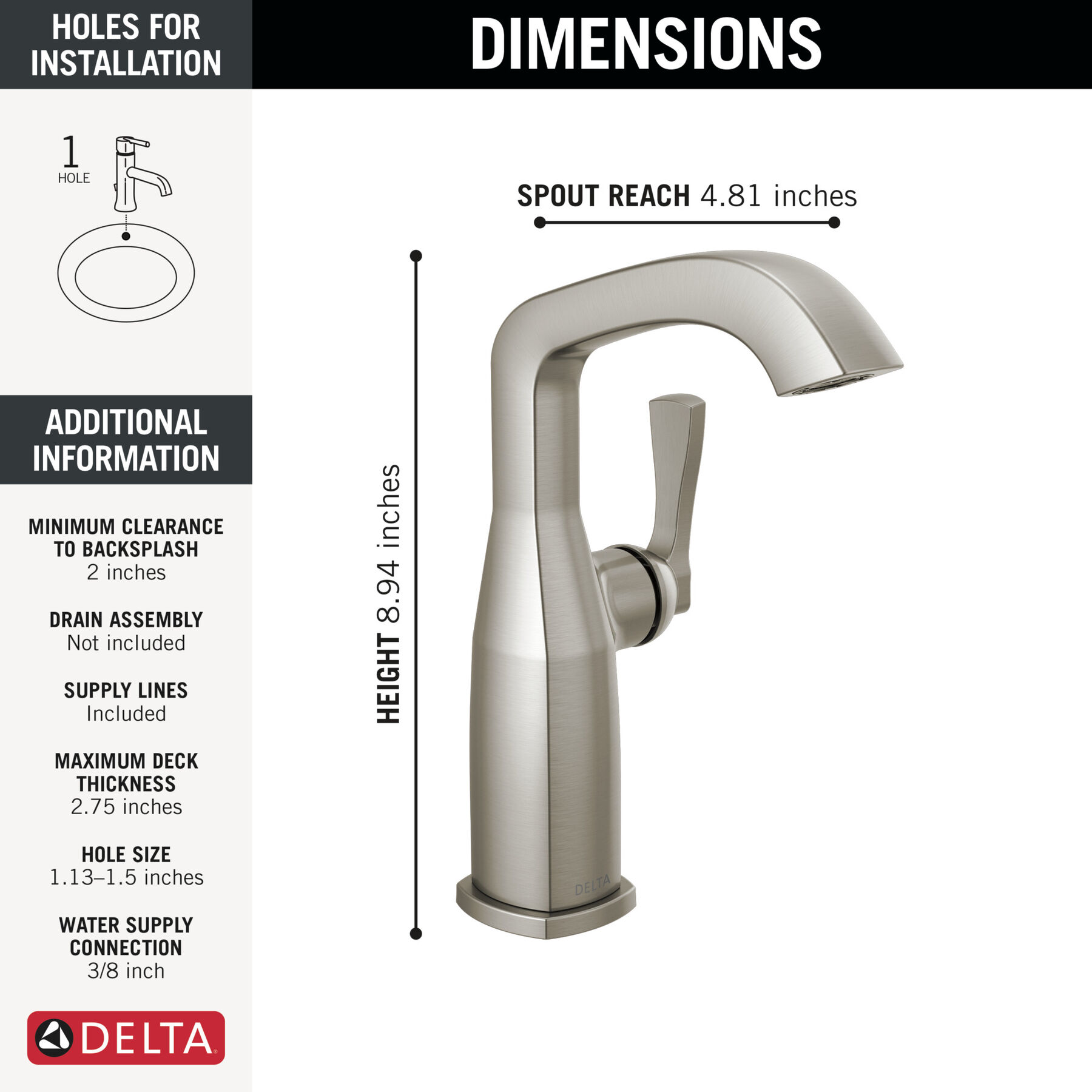 Single Handle Mid-Height Bathroom Faucet