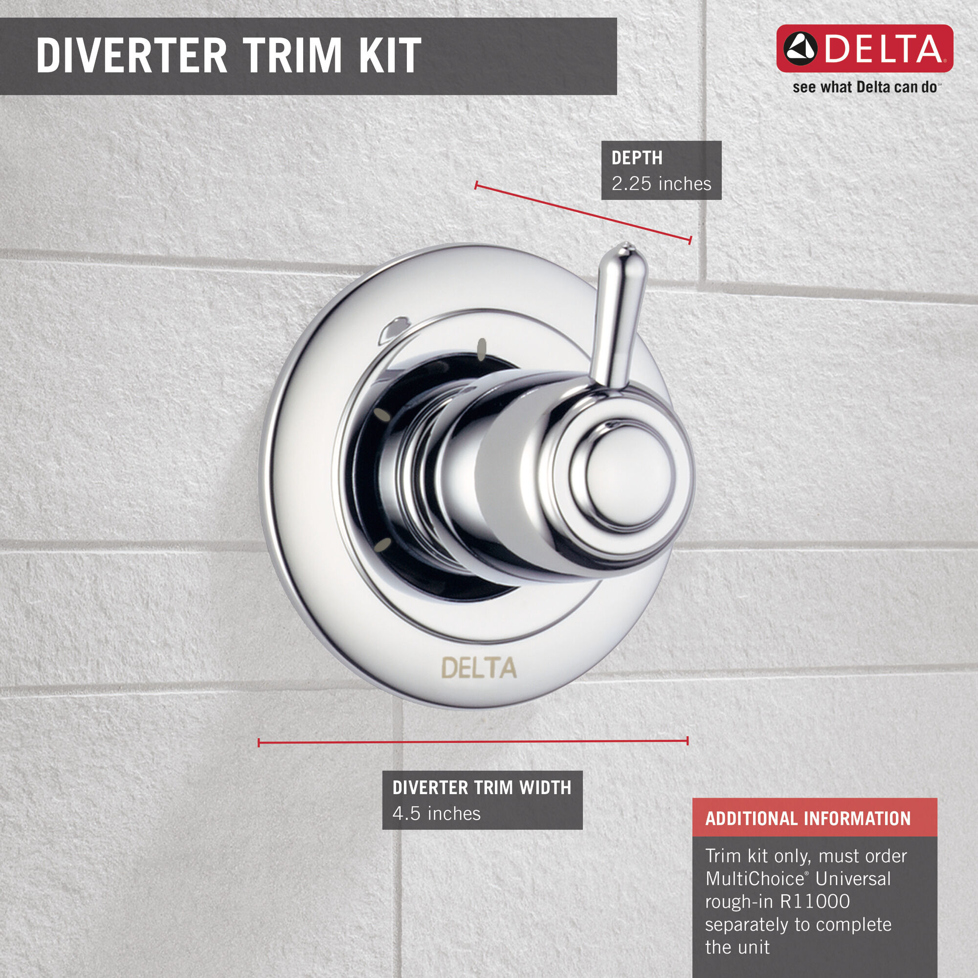 3-Setting 2-Port Diverter Trim in Chrome T11800 | Delta Faucet