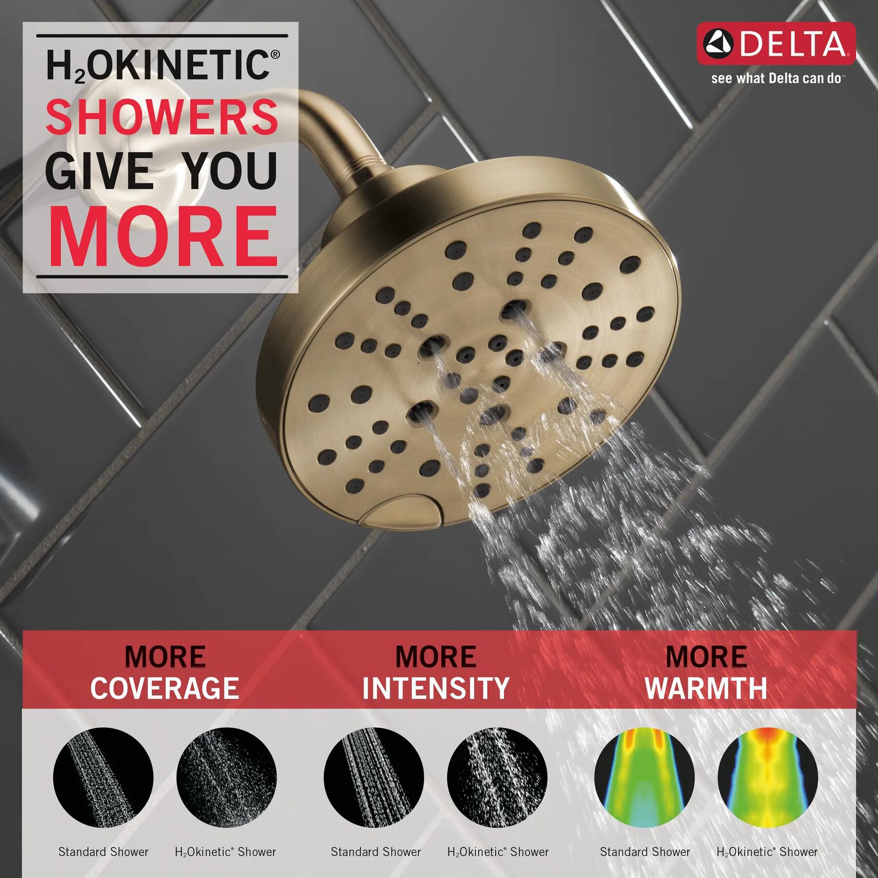 H<sub>2</sub>Okinetic&reg; 5-Setting Contemporary Raincan Shower Head (Recertified)