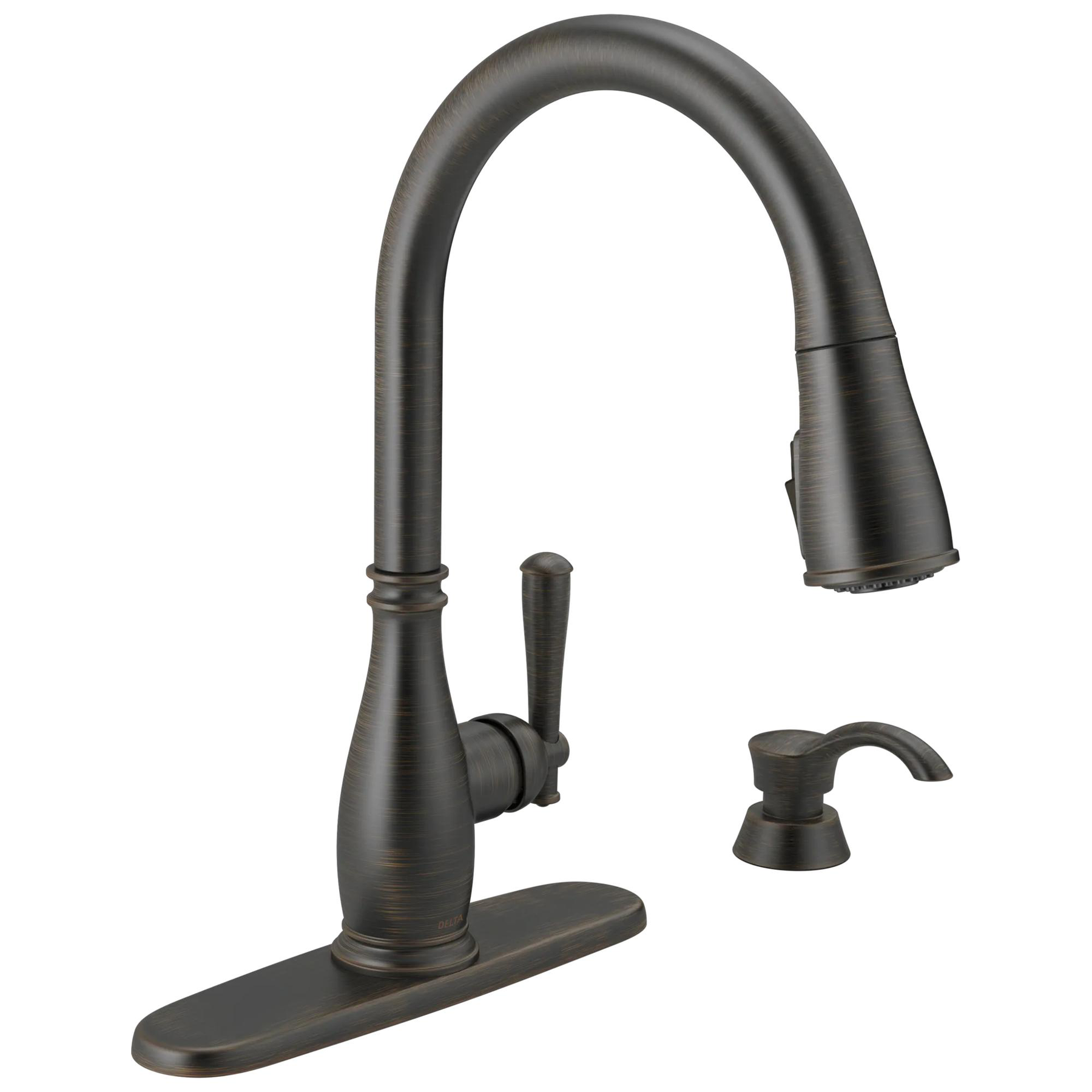 Single Handle Pull-Down Kitchen Faucet with Soap Dispenser and ShieldSpray&reg; Technology (Recertified)