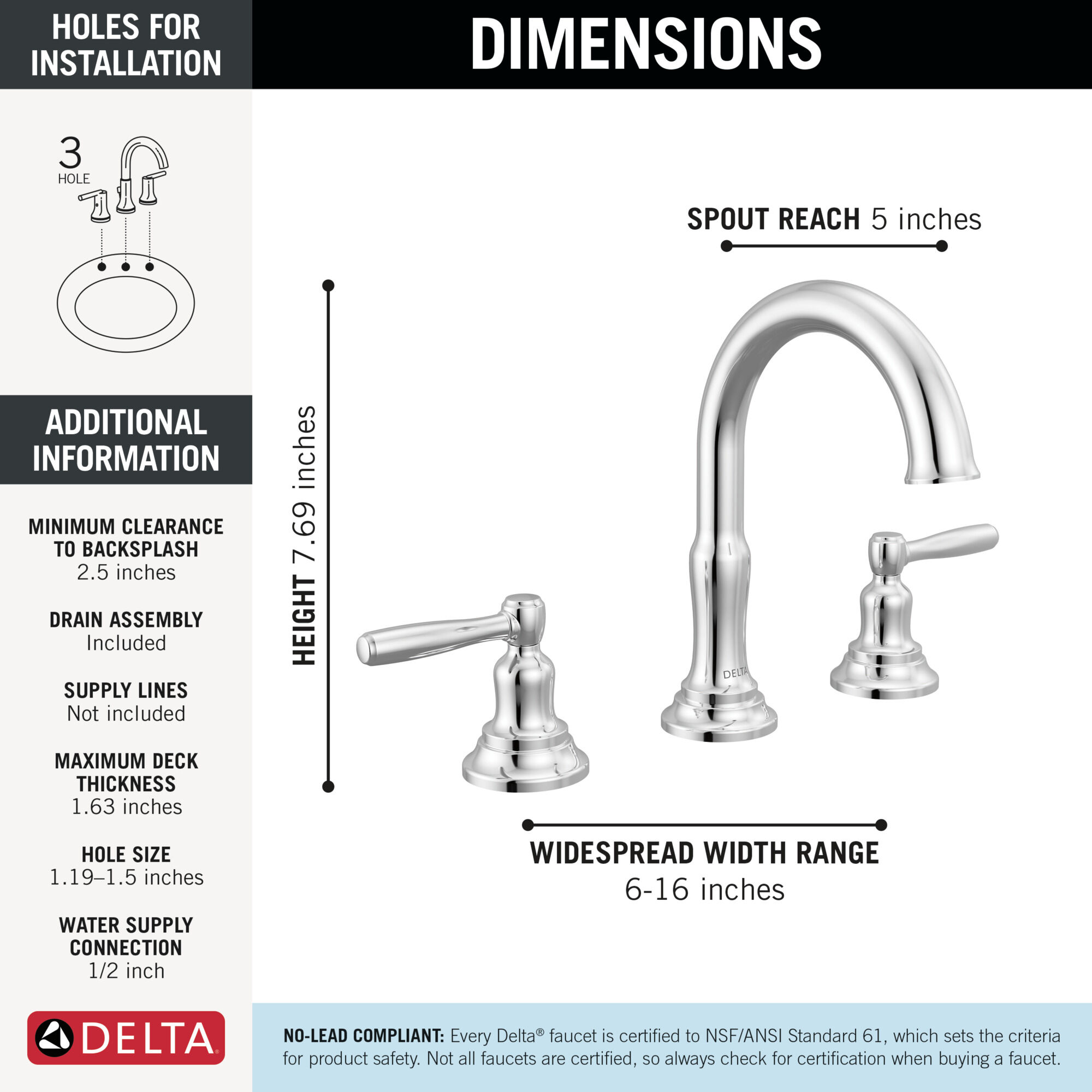 Two Handle Widespread Bathroom Faucet in Chrome 35985LF | Delta Faucet