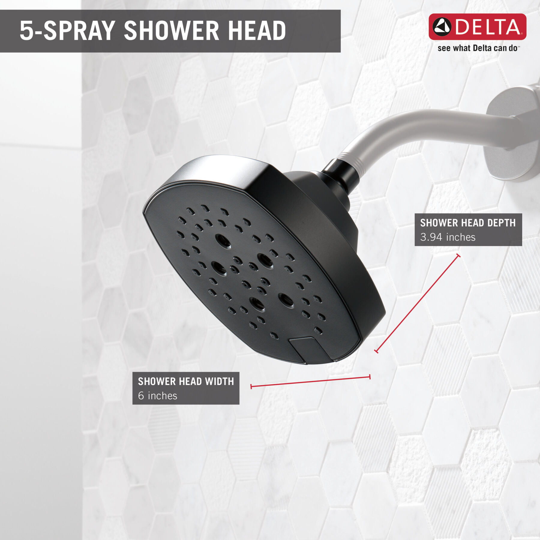 H<sub>2</sub>Okinetic&reg; 5-Setting  Shower Head (Recertified)