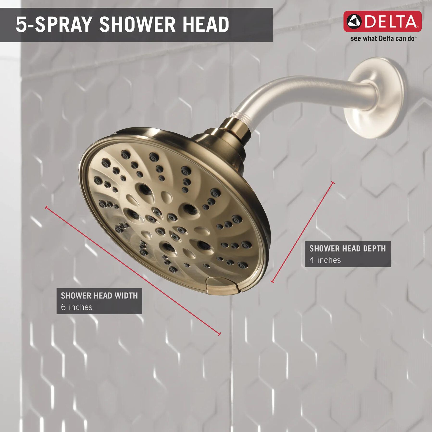 H<sub>2</sub>Okinetic&reg; 5-Setting Traditional Raincan Shower Head