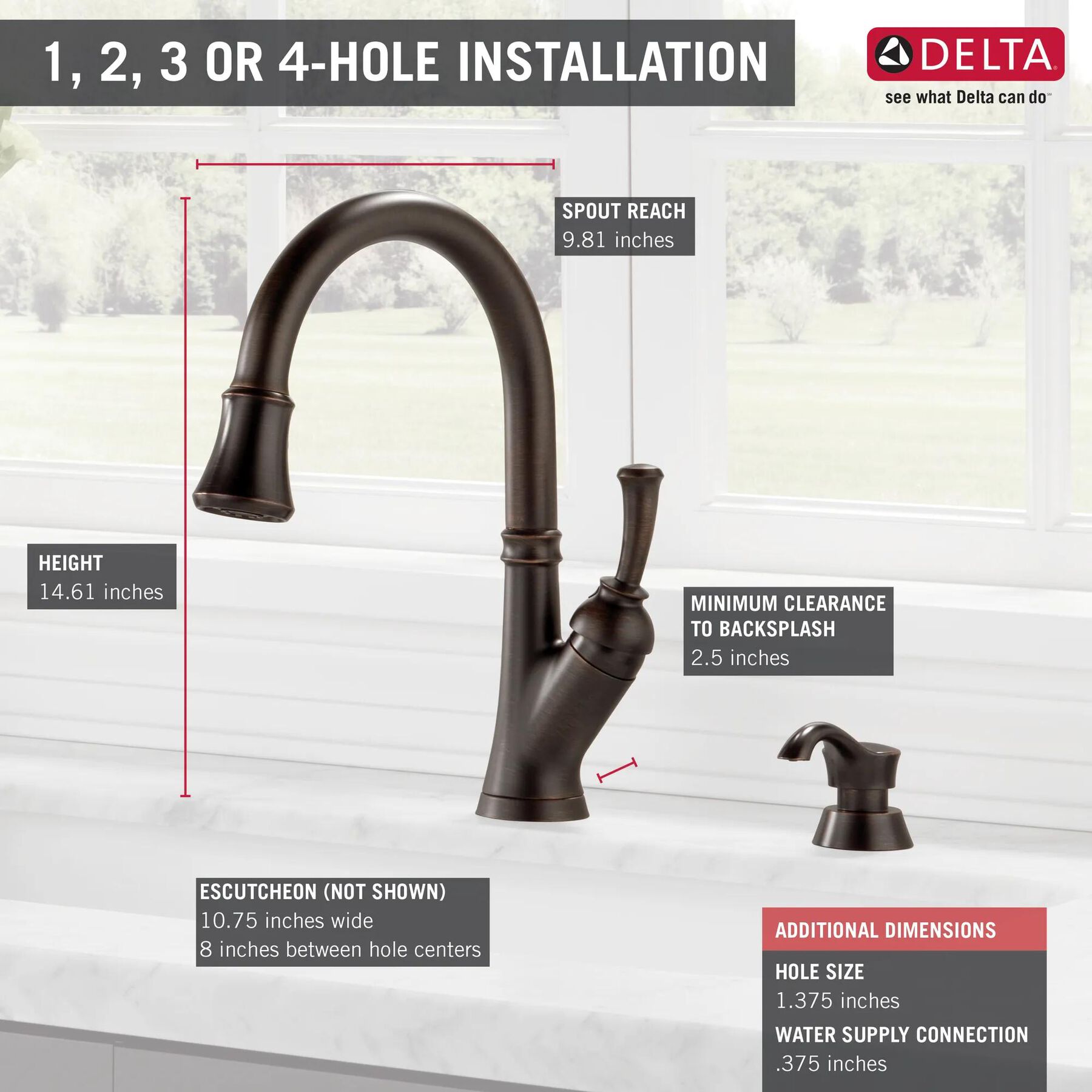 Single Handle Pull-Down Kitchen Faucet with Soap Dispenser