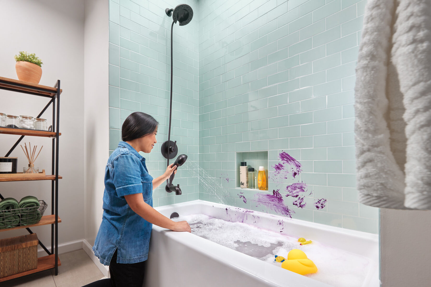 H<sub>2</sub>Okinetic&reg; In2ition&reg; 5-Setting Two-in-One Shower