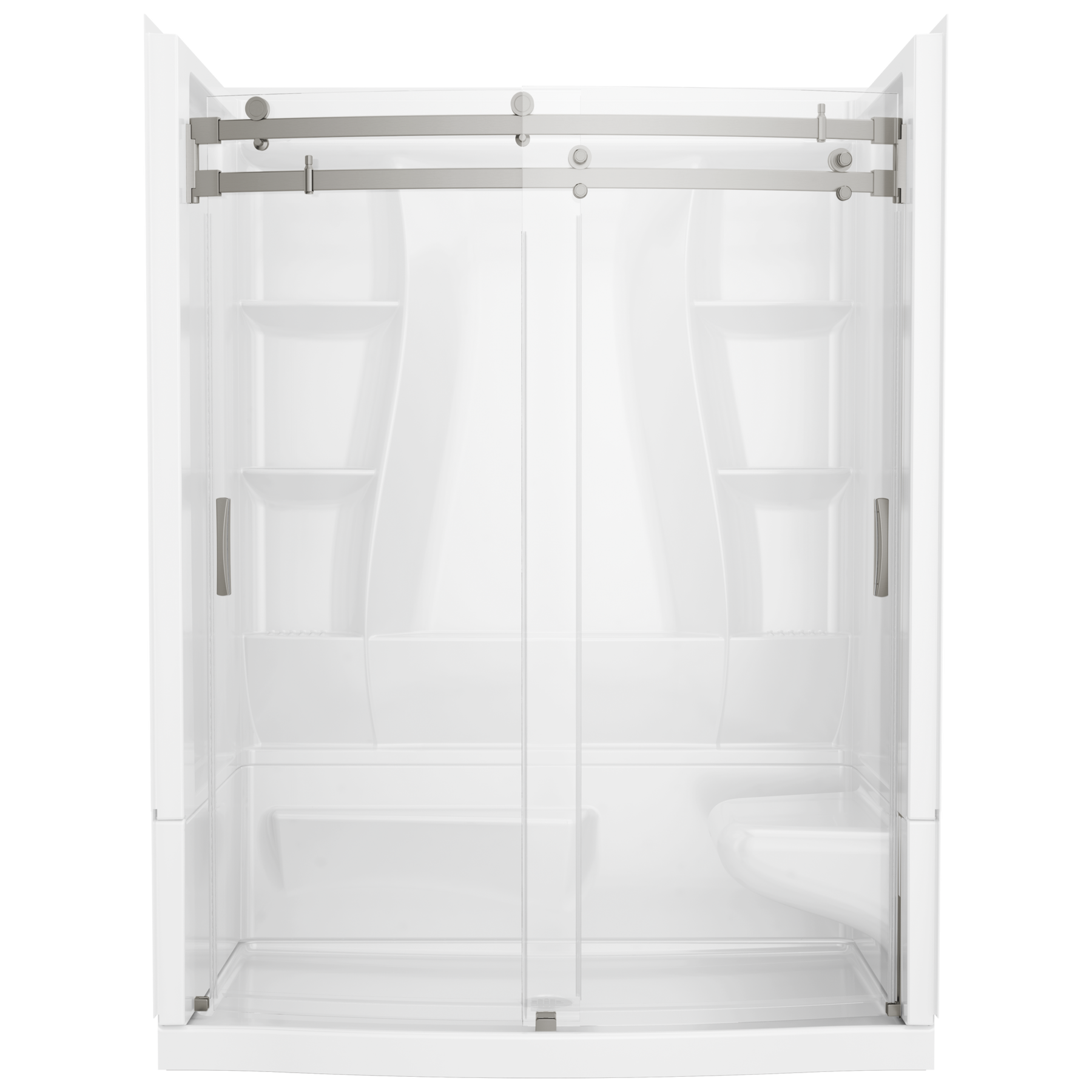 60x32 Alcove Shower Bundle w Door - Right Seat Center Drain Curve