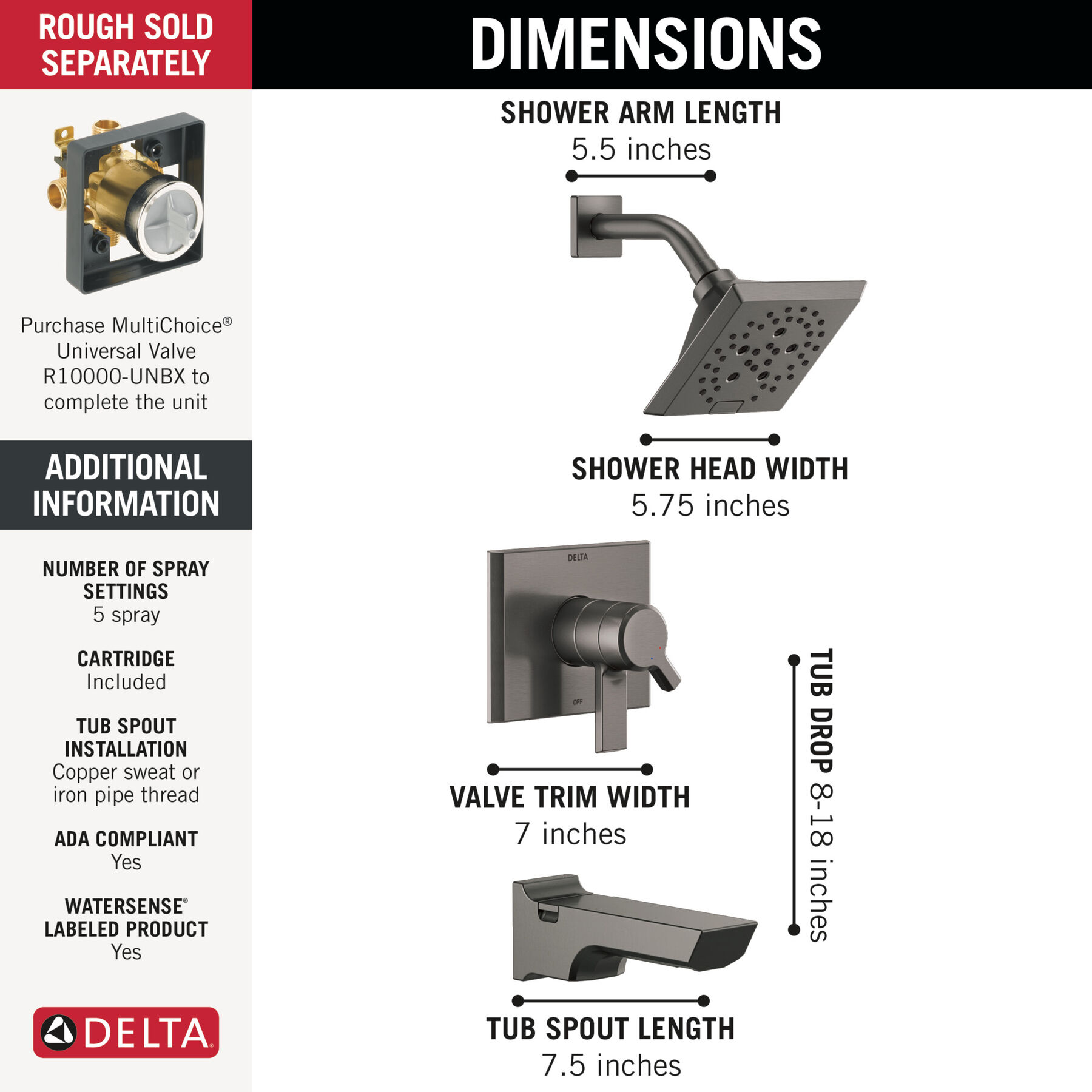 Monitor&reg; 17 Series H<sub>2</sub>Okinetic&reg; Tub and Shower Trim