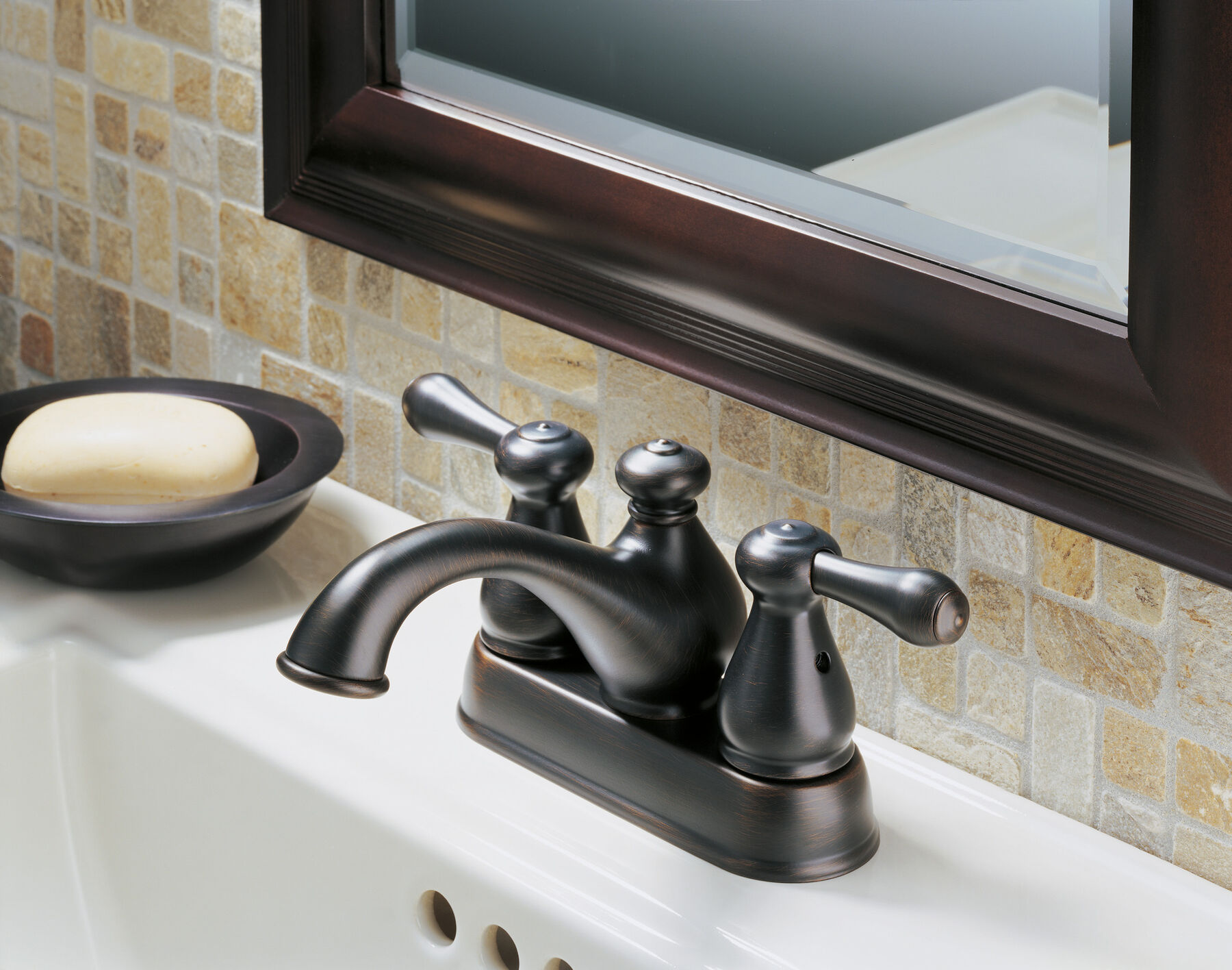 Two Handle Centerset Lavatory Faucet - Metal Pop-Up