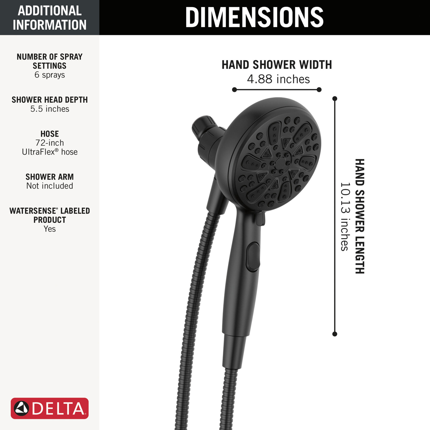 6-Setting SureDock&reg; Magnetic Hand Shower