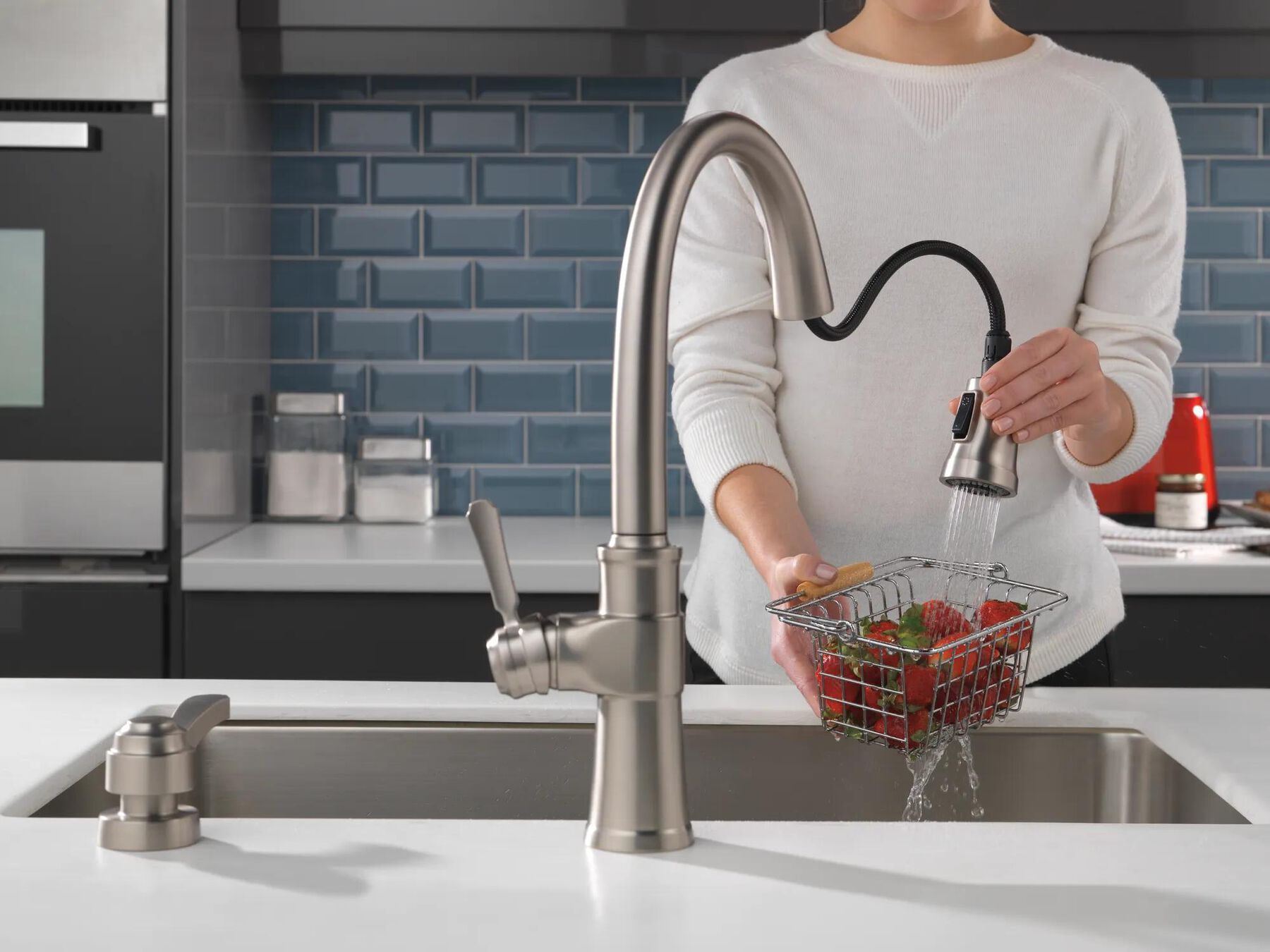 Single Handle Pull-Down Kitchen Faucet with Soap Dispenser