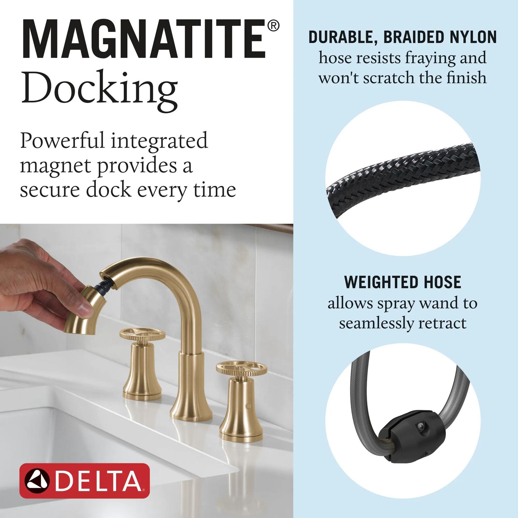 Two Handle Widespread Pull Down Bathroom Faucet