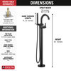 Single Handle Floor Mount Tub Filler Trim with Hand Shower