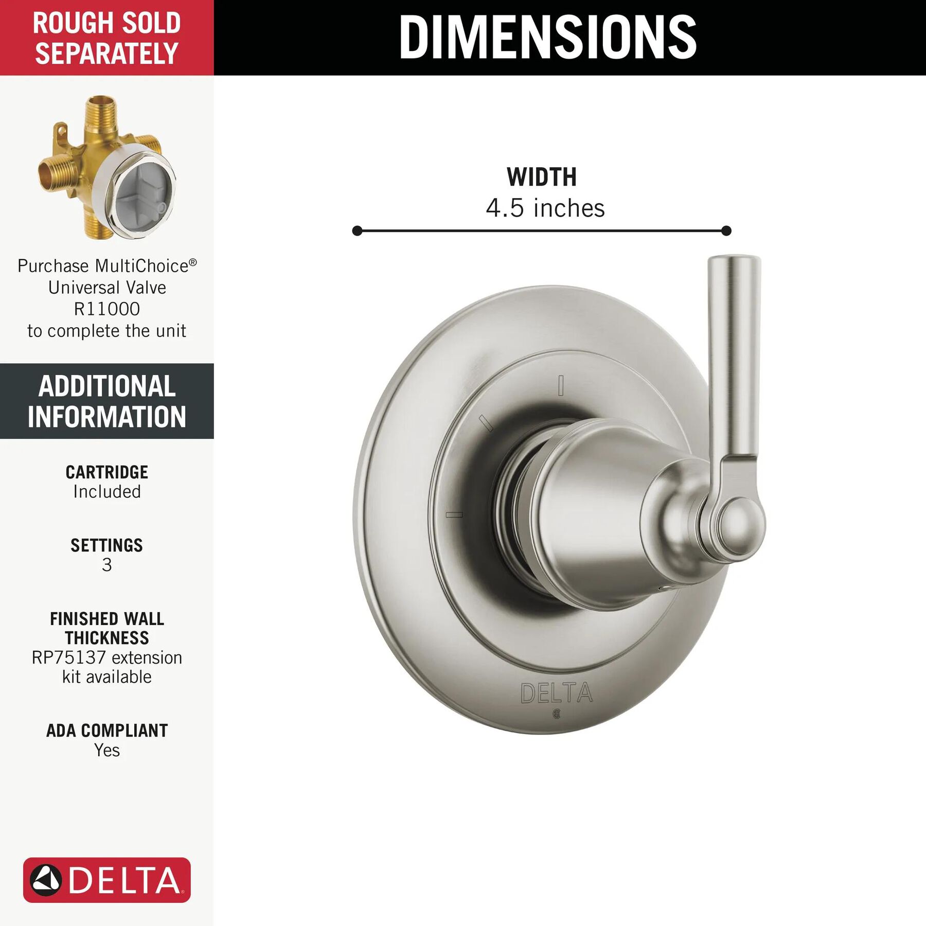 3-Setting 2-Port Diverter Trim