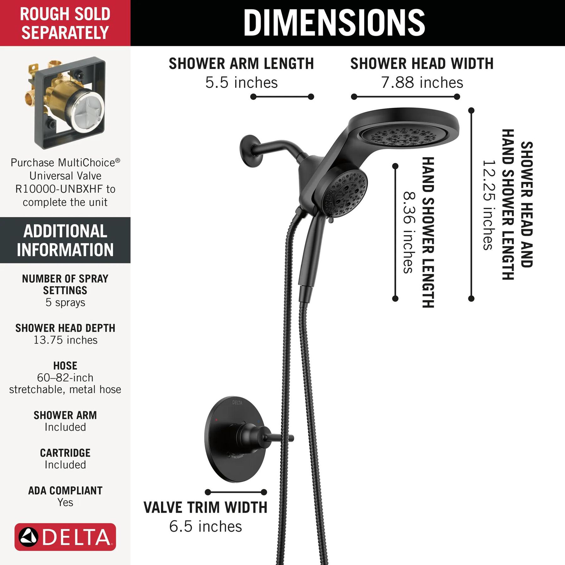 Shower Trim with HydroRain Shower Head Bundle - 14 Series