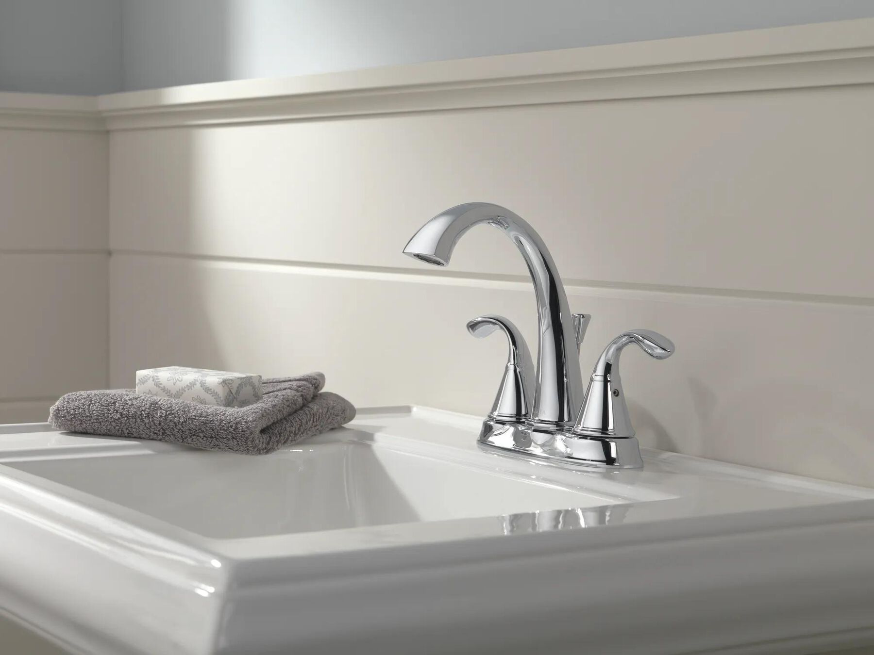 Two Handle Centerset Bathroom Faucet (Recertified)