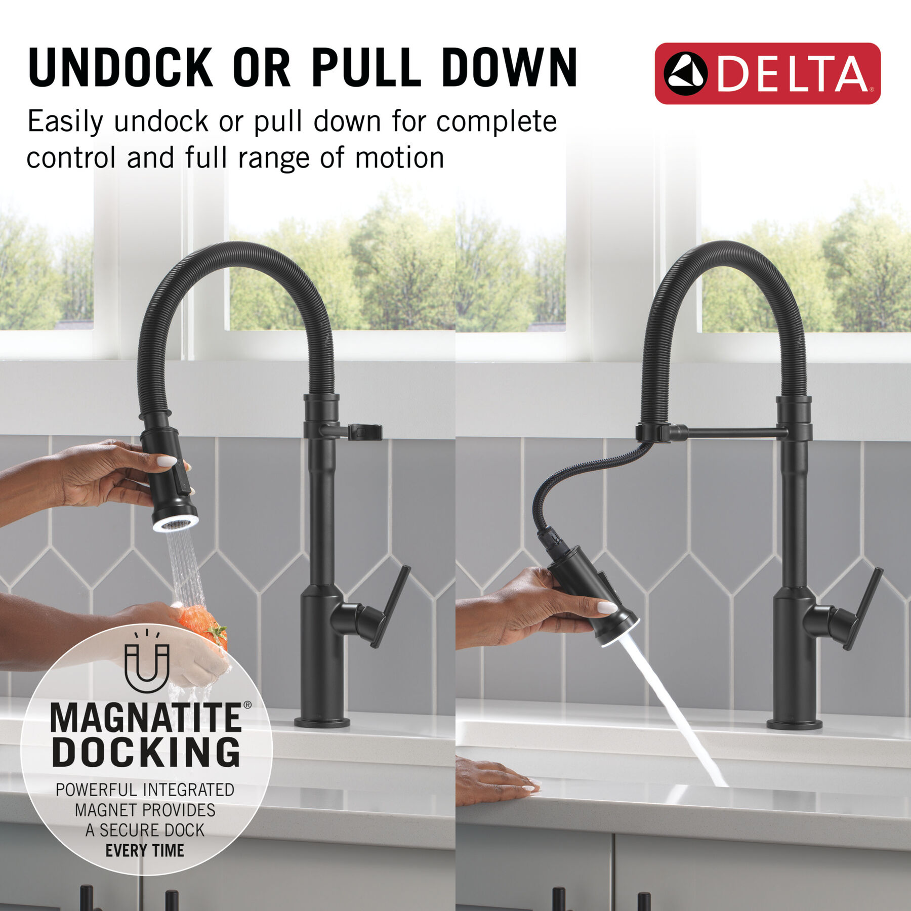Single Handle Pull-Down Kitchen Faucet With Spring Spout